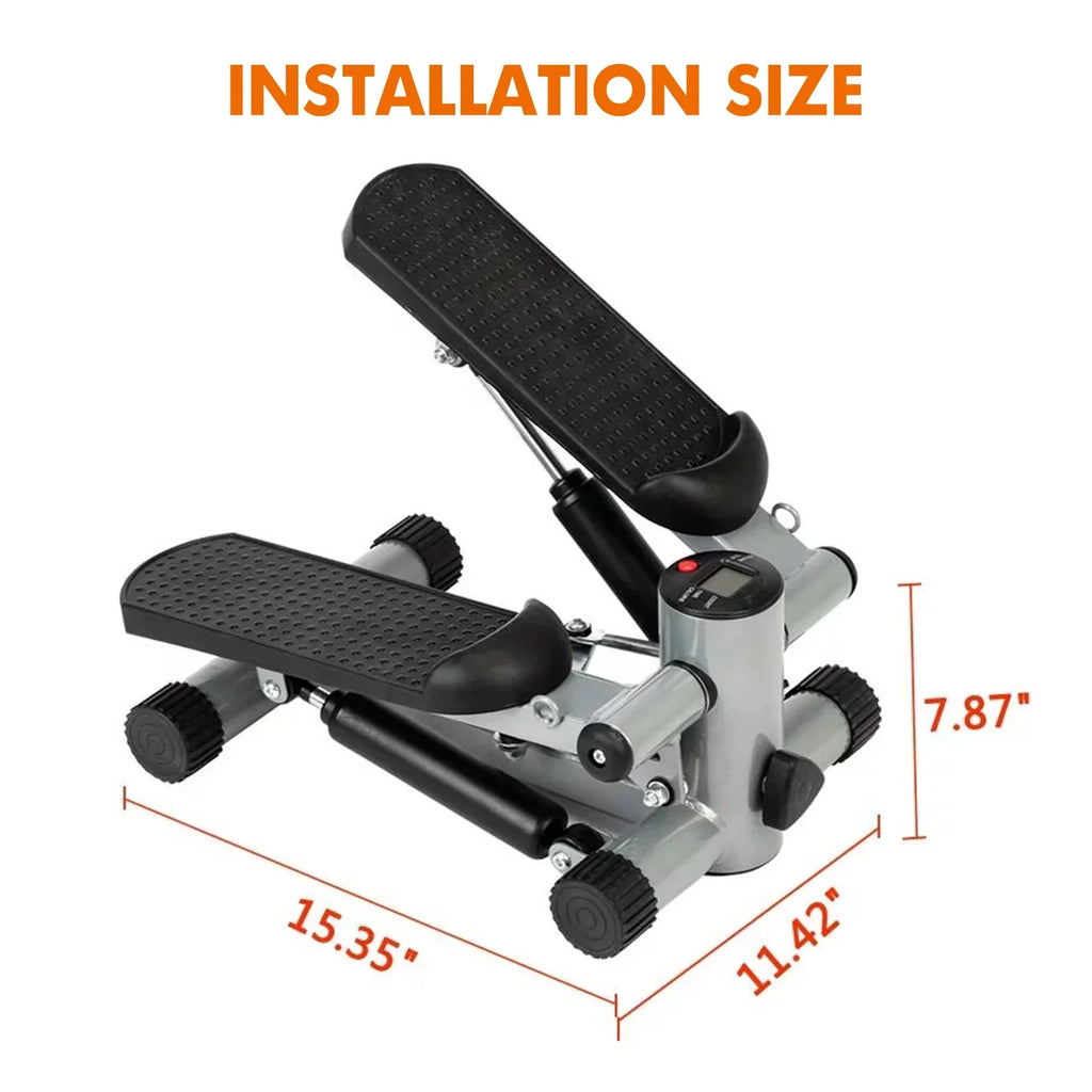 Stepper for Exercise; Stair Stepper Cardio Equipment with Resistance Bands; Mini Stepper Adjustable Stride Height Gray