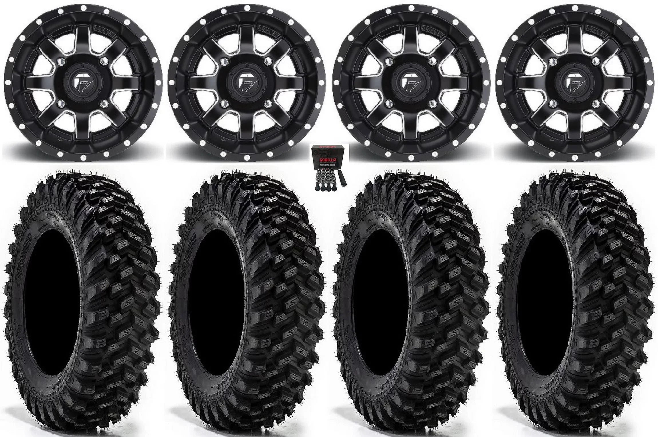 Fuel Maverick 15" Wheels Black 32" Warrior XT Sticky Tires Can-Am Maverick X3 / Honda Pioneer 1000 / Talon