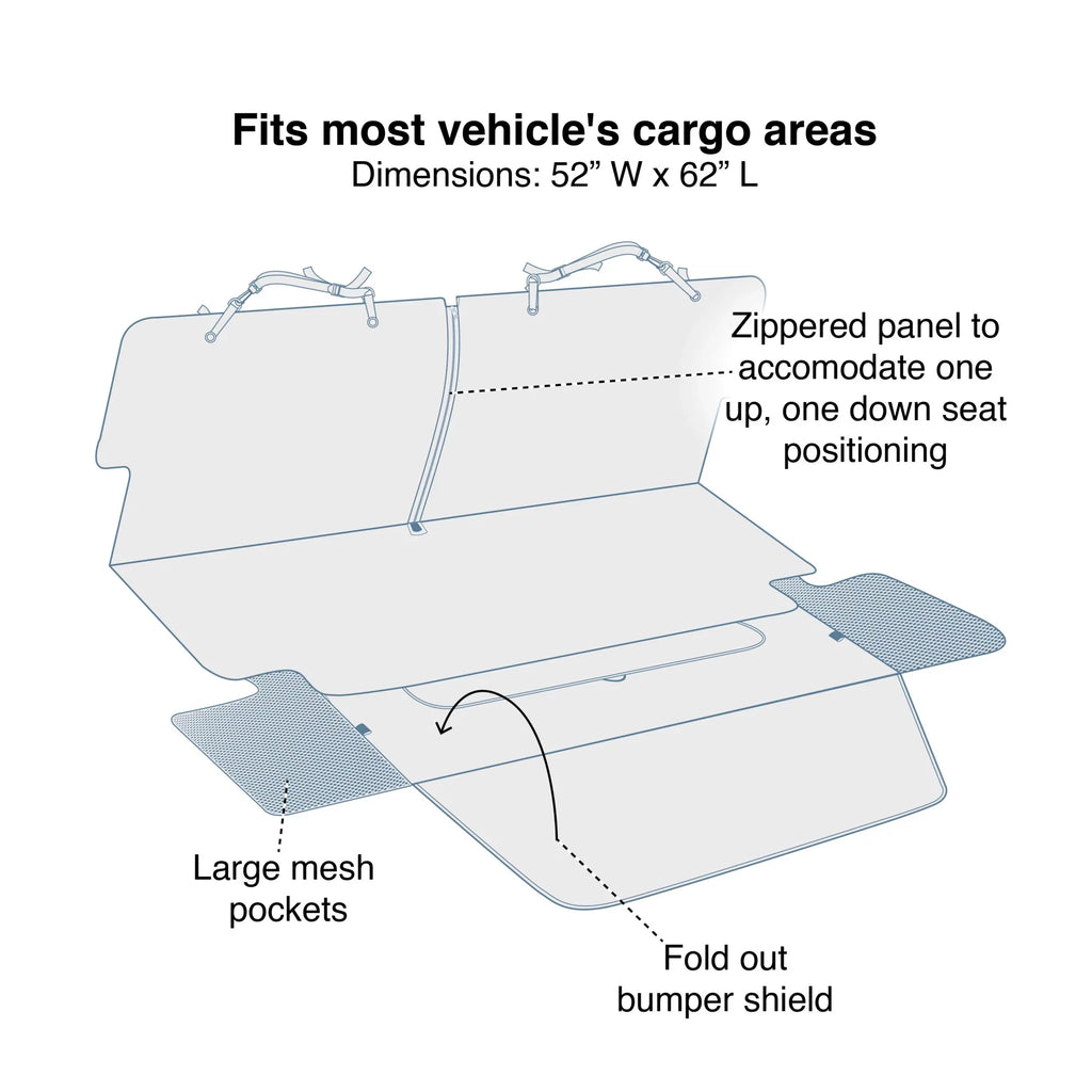 Kurgo Cargo Cape for Dogs; Pet Cargo Liner; Trunk Car Cover; Bumper Flap for Extra Protection; Resistant; Storage Pockets; For Cars; SUV; Trucks (Charcoal Grey)
