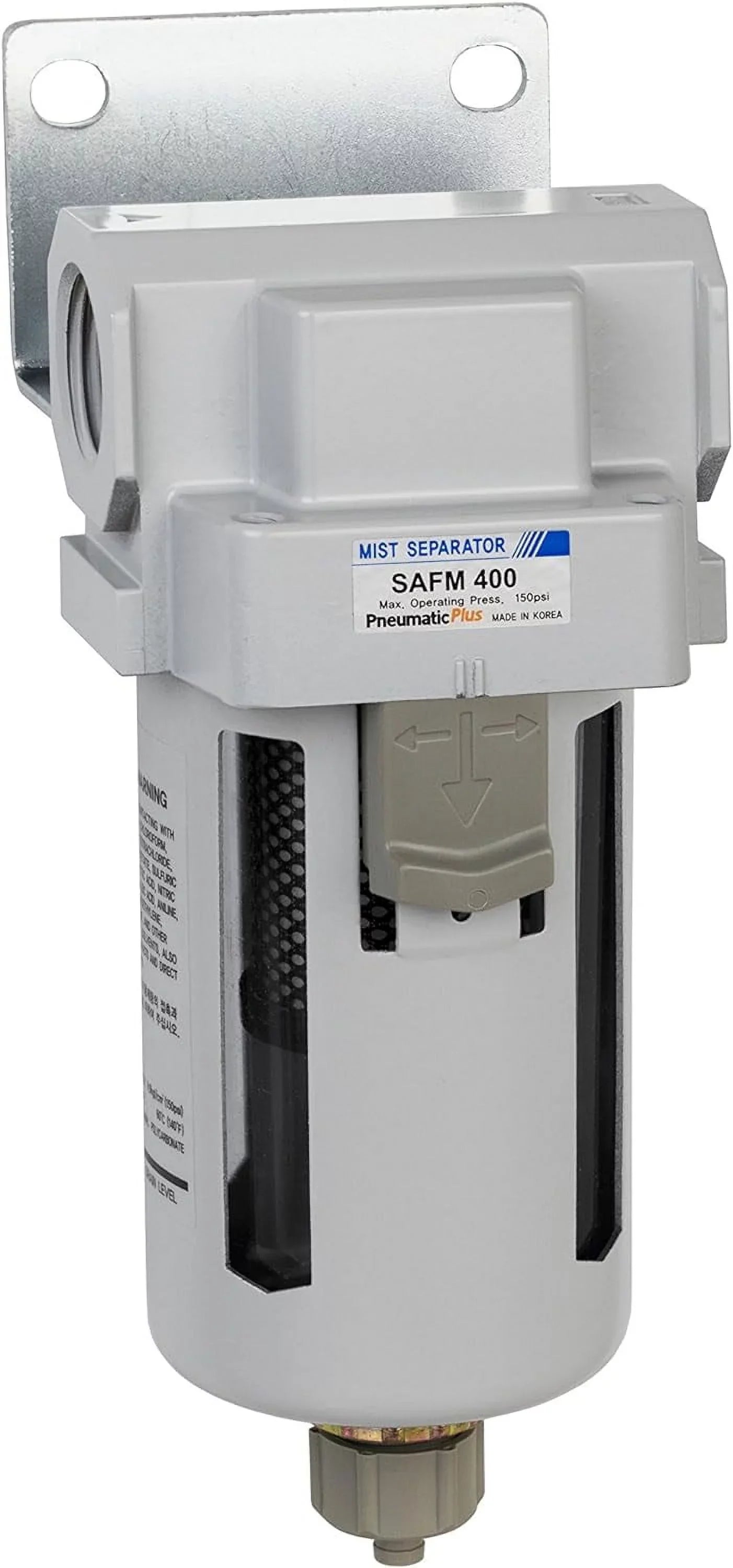 compressed air coalescing filter; 0.1 micron; 3/4" npt - bowl; manual drain; bracket