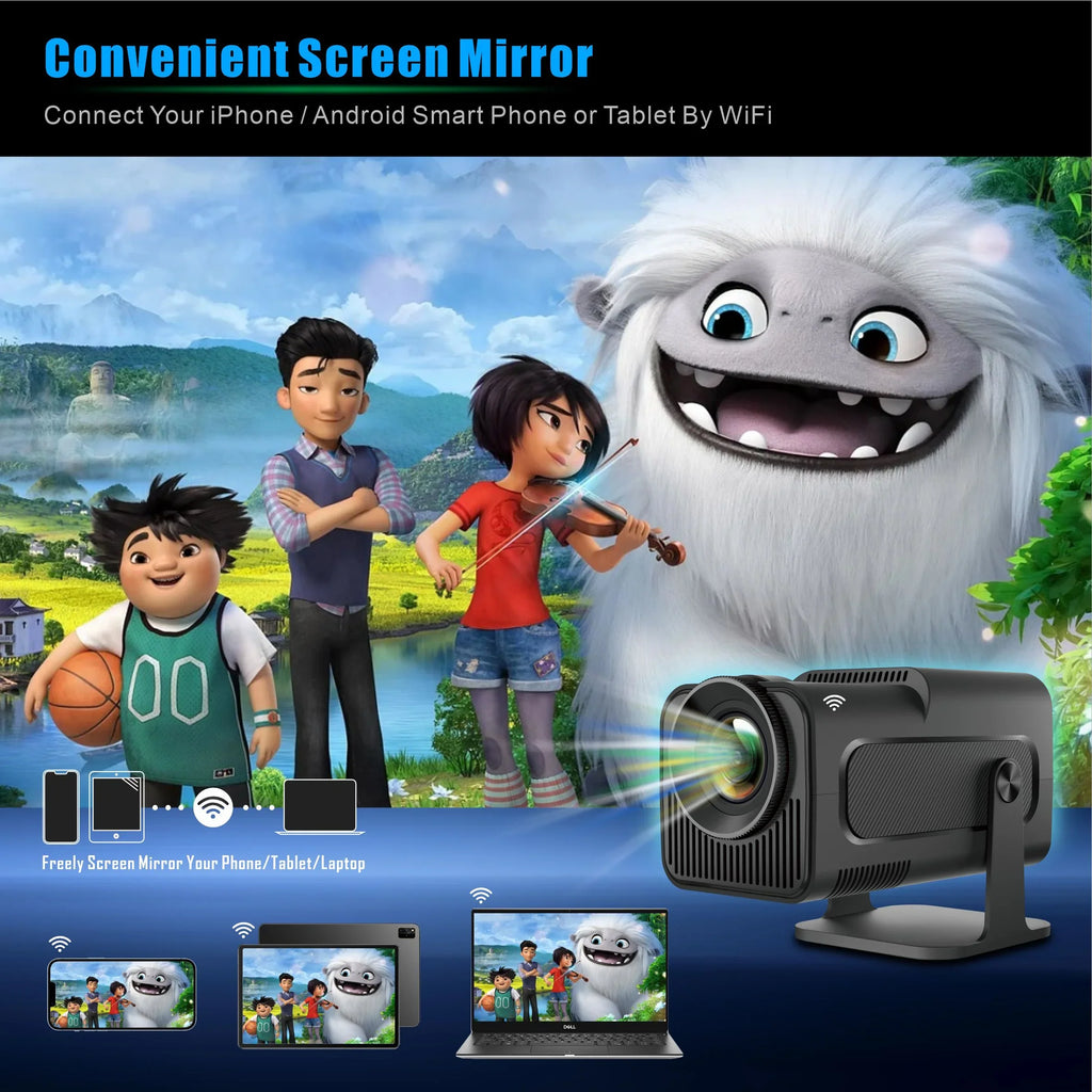 Yinzam HY320 Native 1080P Full HD Home Projector; 180 Rotating LED Android 11 5G WiFi 6 Bluetoth 5 Auto Keystone MAX 4K Projector