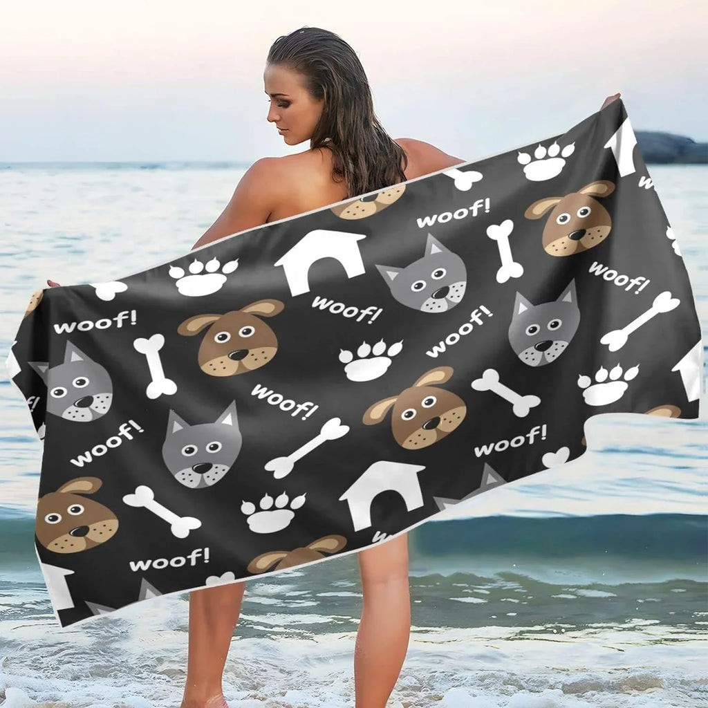 Bestwell Lovely Dogs Beach Towel Oversized Towel Blanket; Thin Lightweight Microfiber Sand Free Quick Dry Towel; 31”X71” Multipurpose Pool Bath Yoga Swim Shower Towel