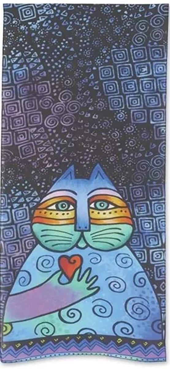 Laurel Burch Wishing Love Blue Silk/ Modal Scarf; 53" long