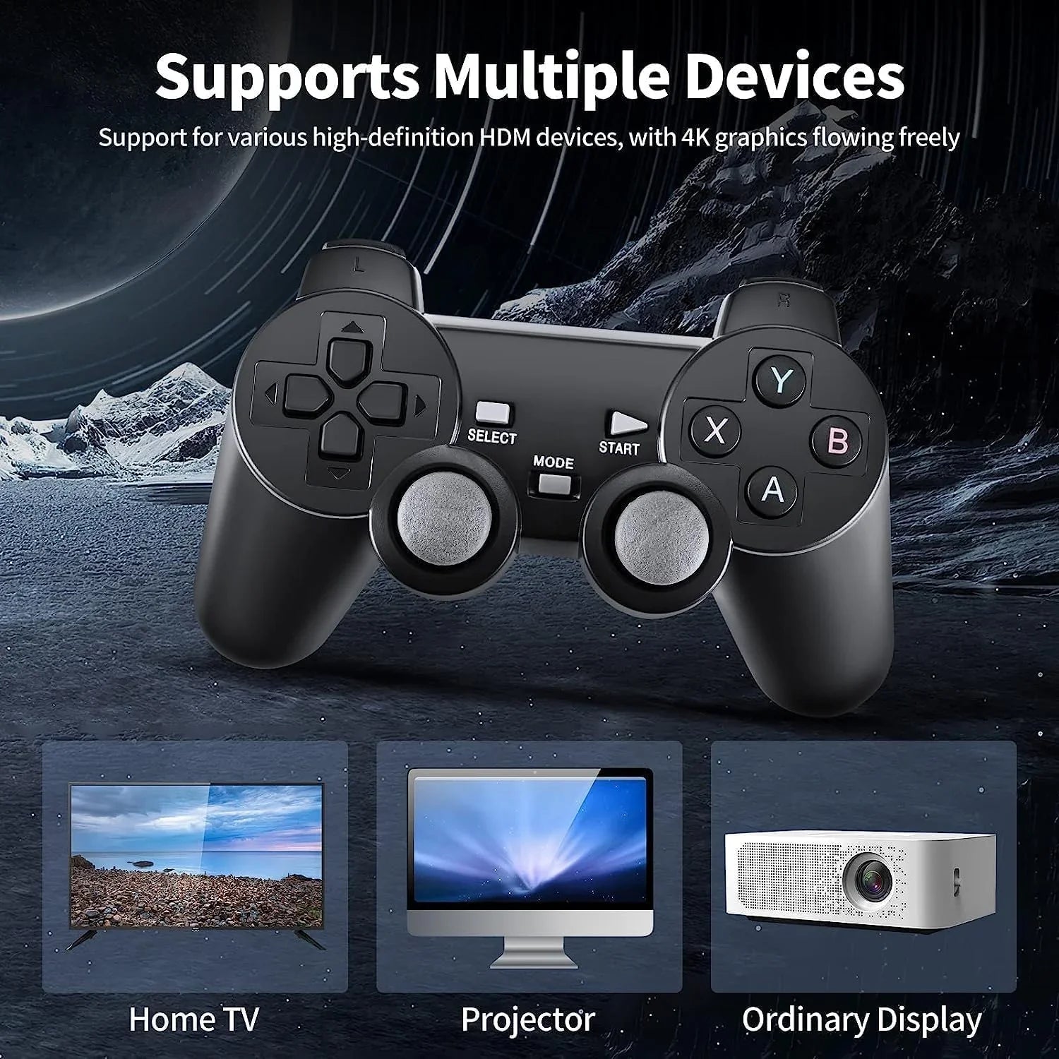 Retro Game Console; Nostalgia Stick Game;Wireless Retro Play Game Stick;Plug and Play Video Game Stick Built in 20000+ Games;4K HD Output;9 Classic Emulators;with Dual 2.4G Wireless Controllers(64G)