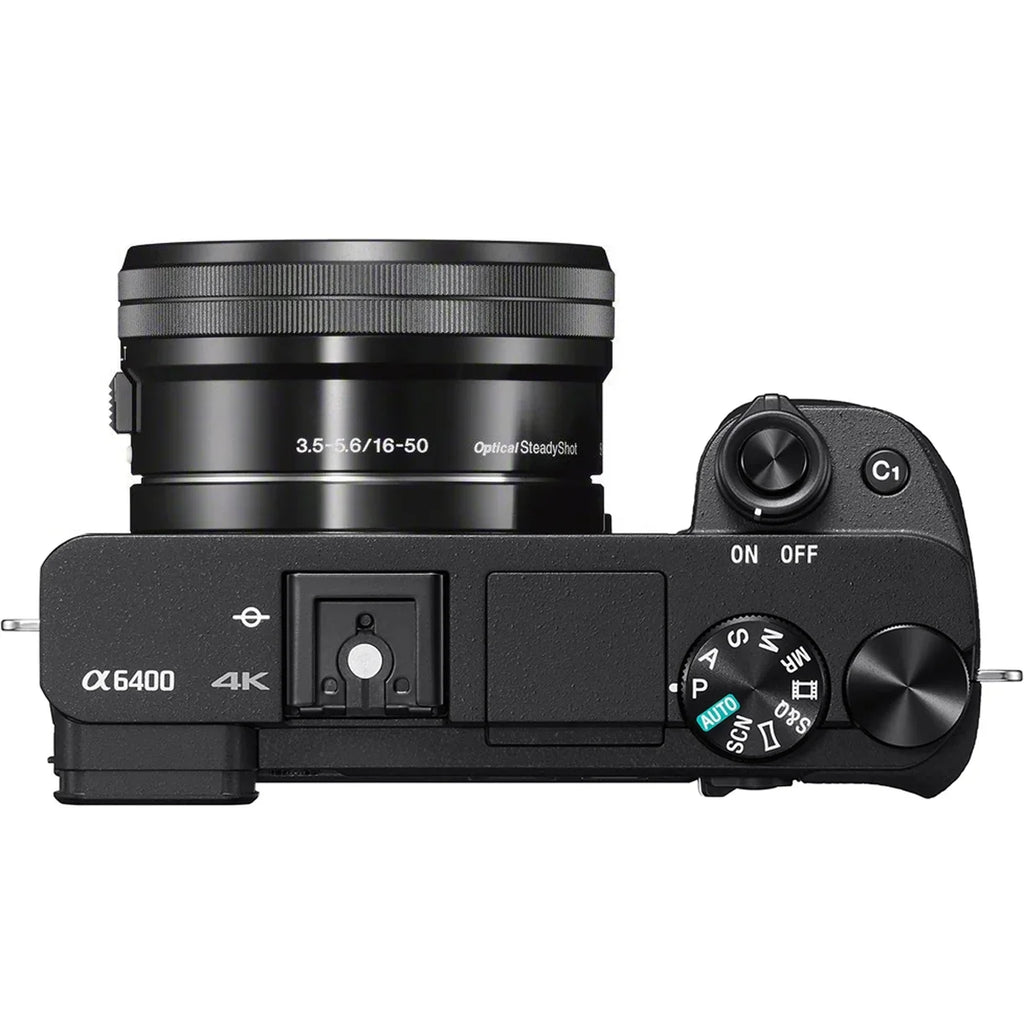 Sony a6400 4K Mirrorless Camera ILCE-6400L/B (Black) with 16-50mm f/3.5-5.6 OSS Lens Kit + 0.43x Wide Angle and 2.2X Telephoto Lens Deco Gear Case Filter Set & Extra Battery Power Editing Bundle