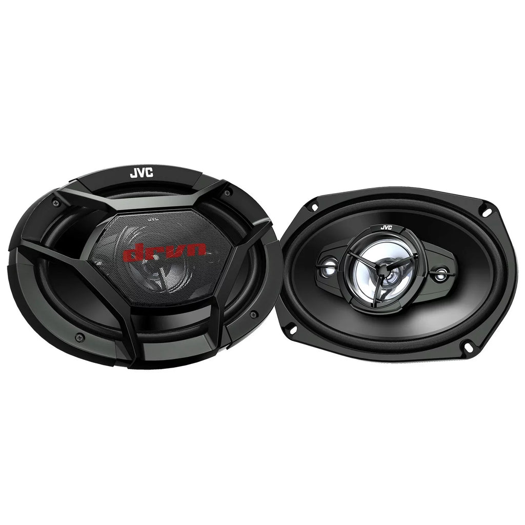 JVC KW-V960BW Double DIN AM/FM Radio Dual USB Bluetooth CD/DVD Player Car Receiver Bundle Combo with 2x 6x9" 4-Way 550 Watt Peak Power Factory Upgrade Coaxial Car Audio Speakers and 16G Speaker Wire