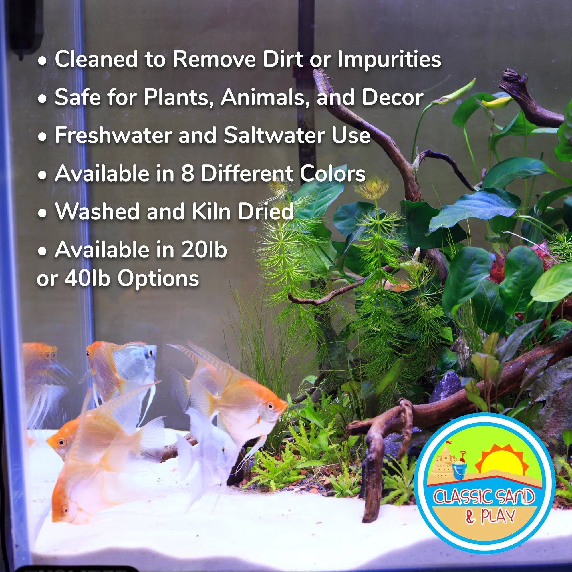 CLASSIC SAND & PLAY Natural Aquarium Sand for Freshwater and Saltwater Tanks; 40 lb. Orange