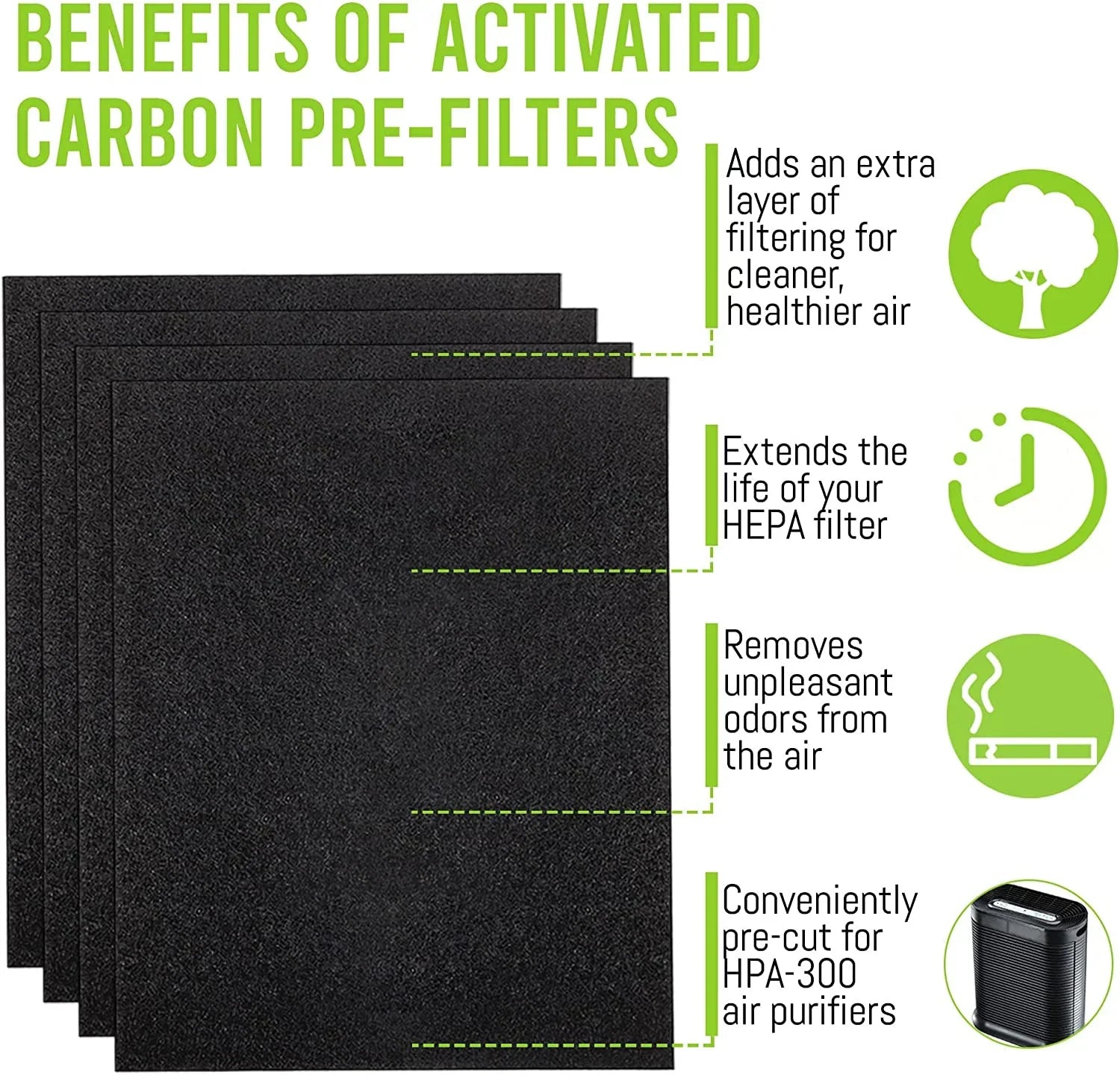 Durabasics Pre-Filters for Honeywell HPA300 Replacement Filters; Honeywell Prefilter A; Honeywell Filter A; Prefilter for Honeywell Air Purifier; Honeywell Pre Filter Replacement; HRF-AP1-4 Pack