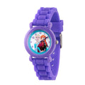 Frozen Elsa and Anna Girls' Purple Plastic Time Teacher Watch; Purple Silicon Strap