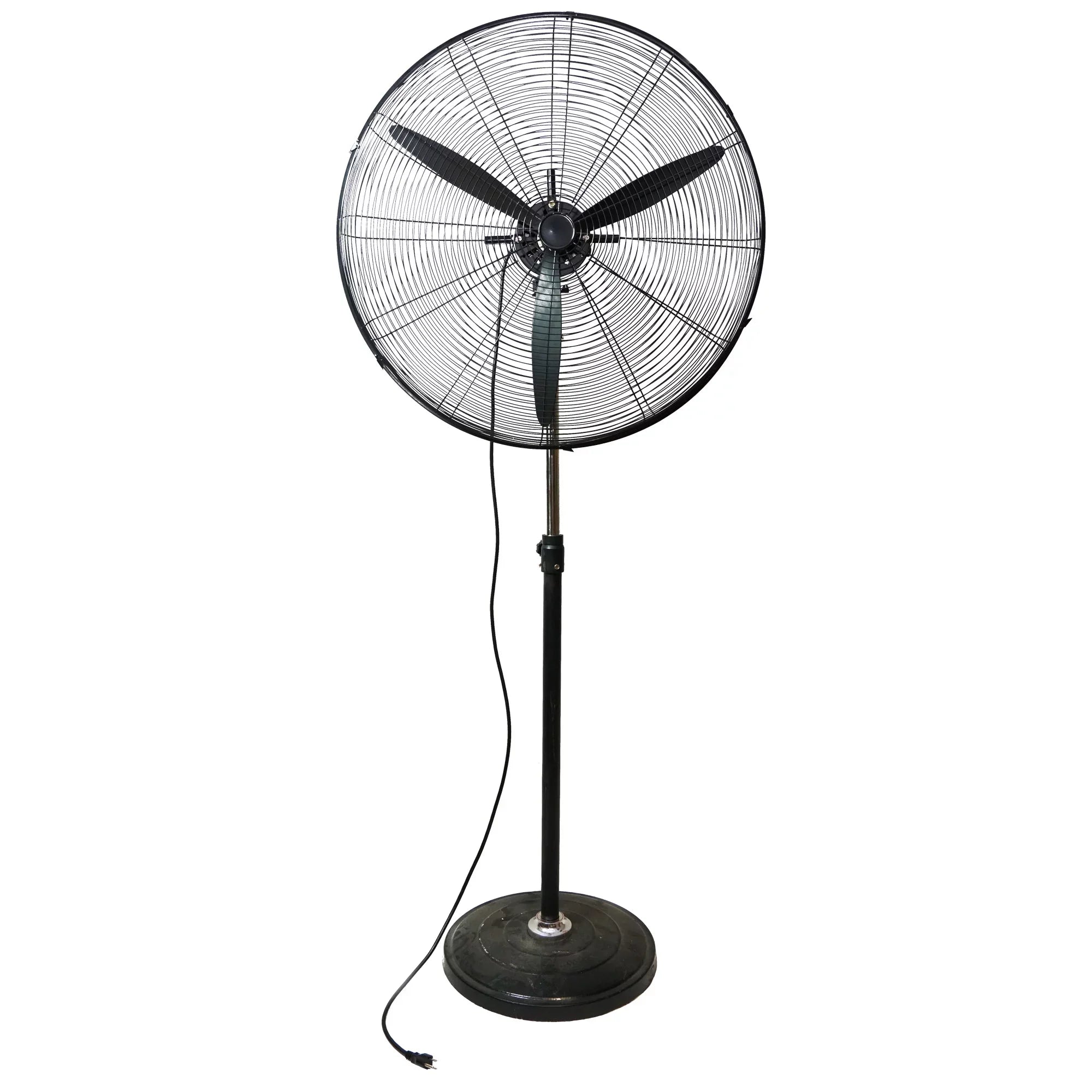 Northlight 30" Adjustable 3-Speed Oscillating Industrial Pedestal Ventilator - Black