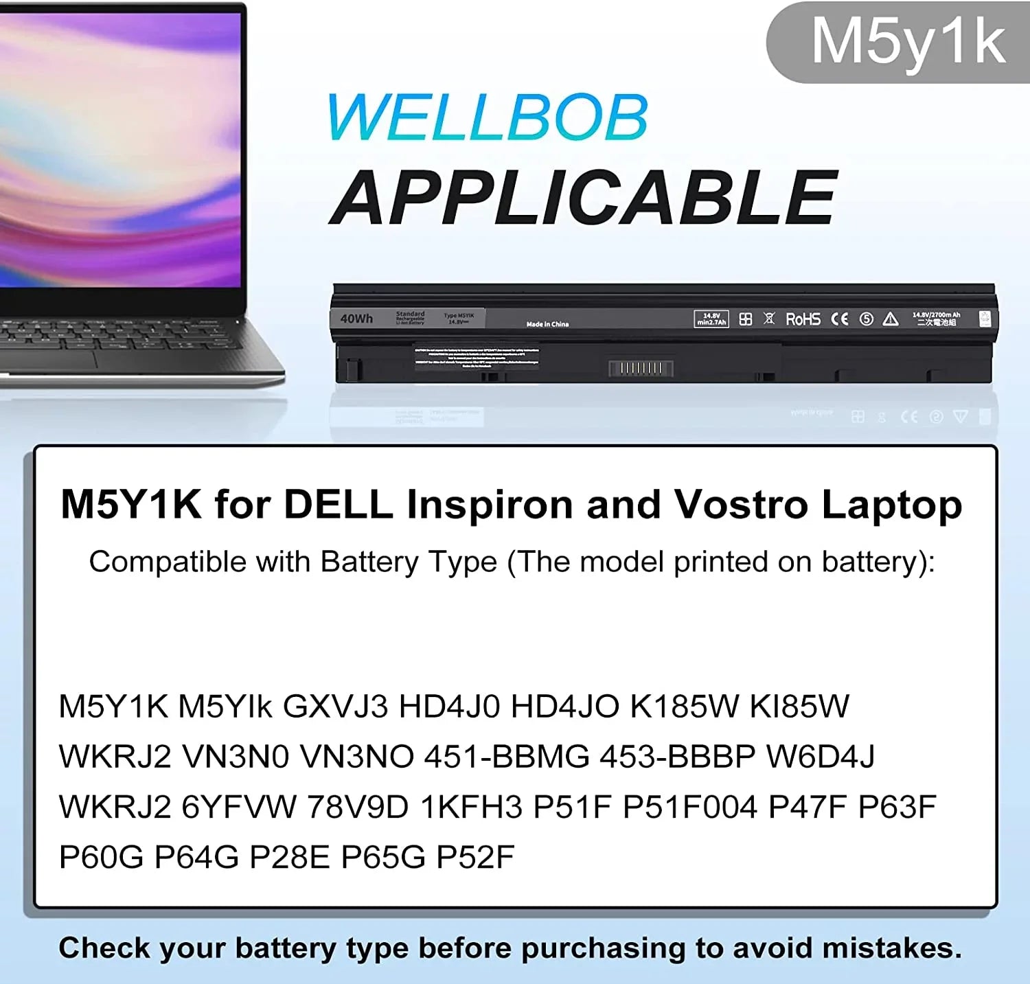M5Y1K y for Dell Inspiron 5559 5558 y; for Dell Inspiron 15 3000 5000 y 3558 3567 5555 5566 5759;
