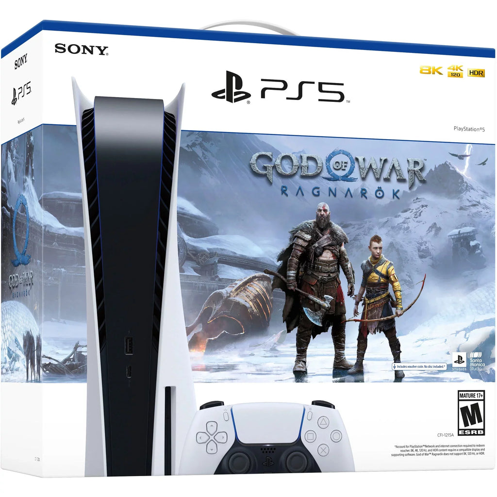 PlayStation_PS5 Video Game Console (Disc Edition) – God of War Ragnarök Bundle –and an Additional DualSense 5 Controller; Cefesfy