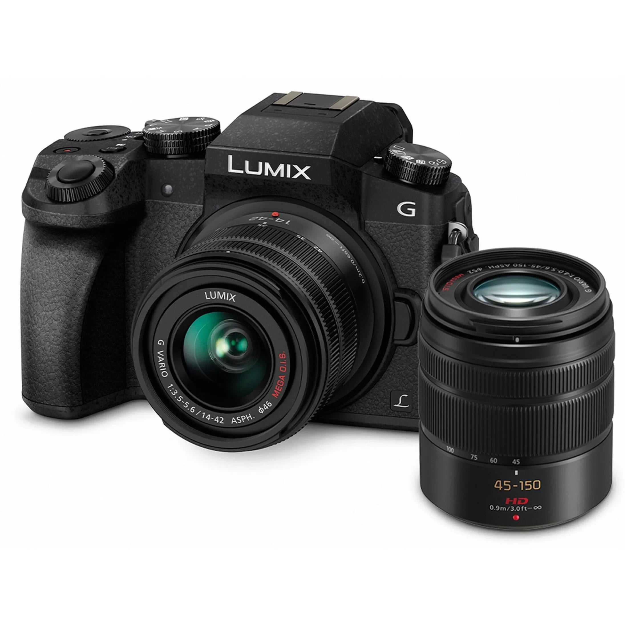 Panasonic Lumix G7 16 Megapixel Mirrorless Camera with Lens; 0.55"; 1.65" (Lens 1); 1.77"; 5.91" (Lens 2); Black