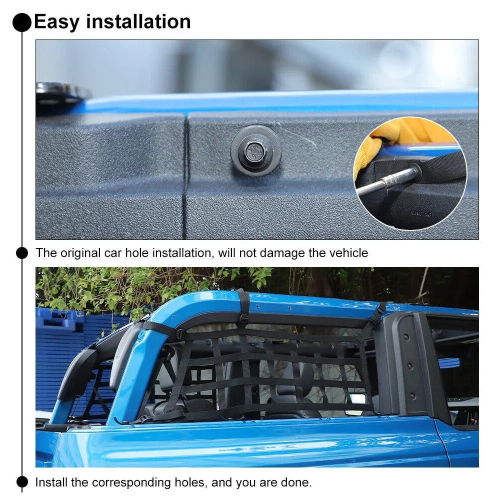 Teledu 2x Rear Side Cargo Net Restraint Protective Trunk Mesh 21+2 Door