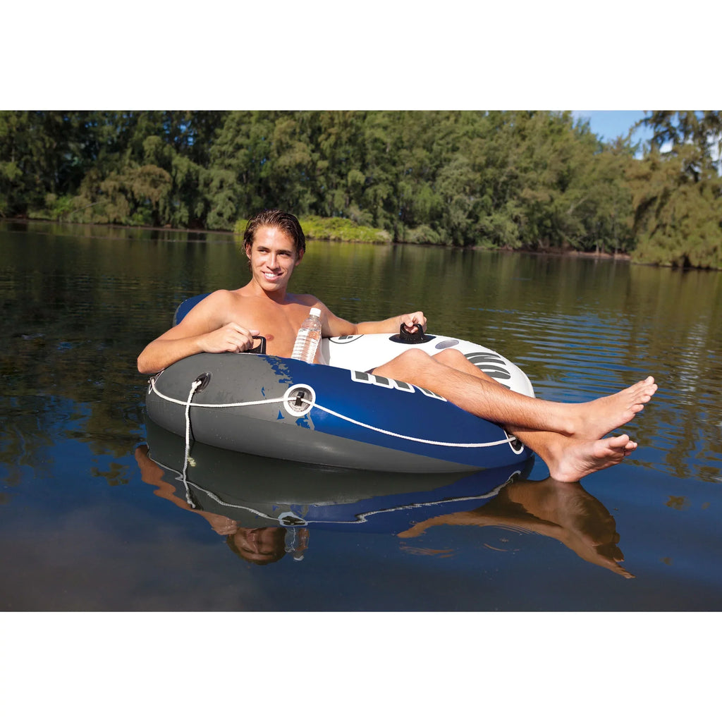 Intex River Run 1 Person Floating Tube (3 Pack) and 12 Volt Current-activated Air Pump