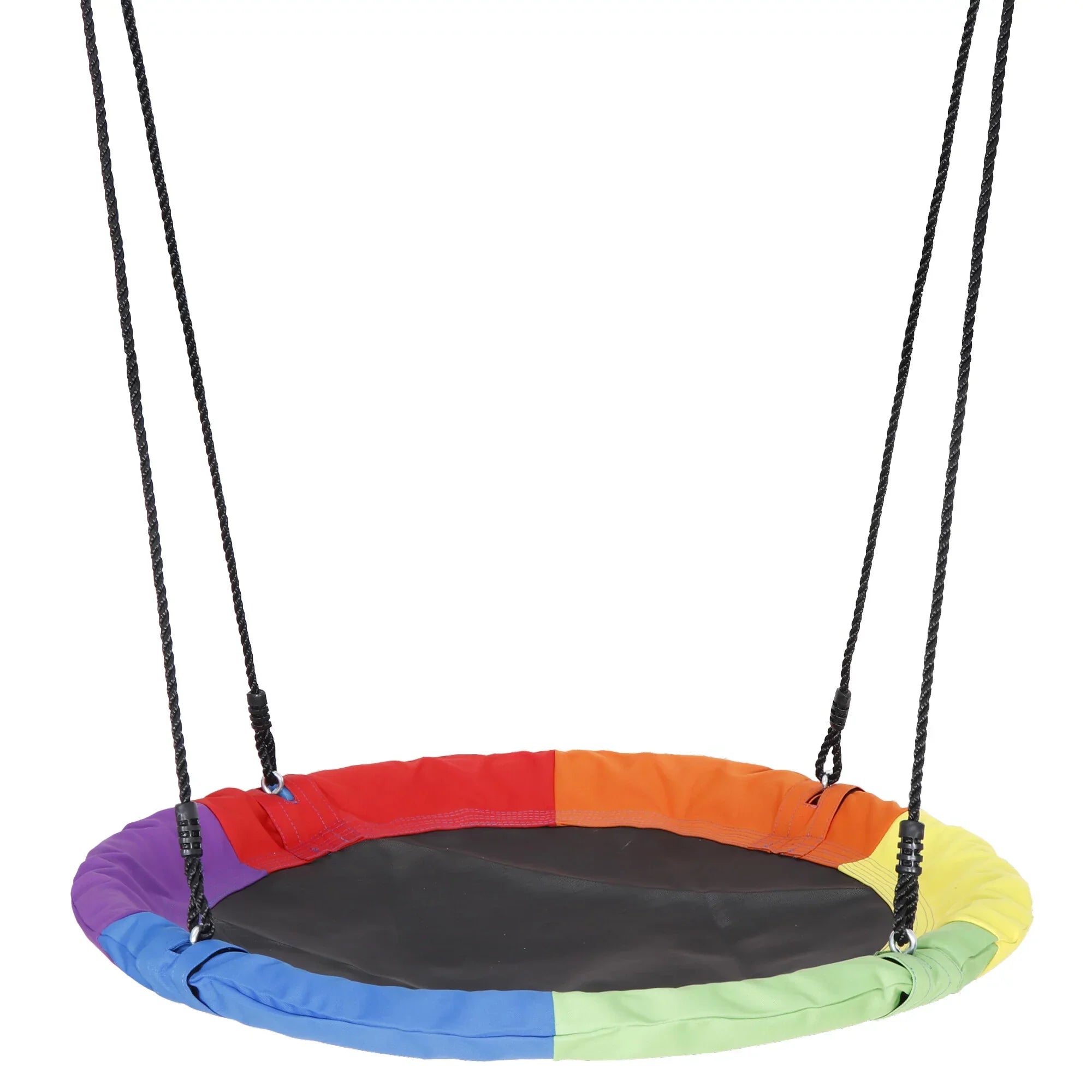 ZenSports 700lb Outdoor 40" Kids Saucer Web Tree Swing Set - 70’’ Adjustable Ropes 360 Rotate°; Steel Frame; UV Protection; Fluidproof; Multi-Color Rainbow