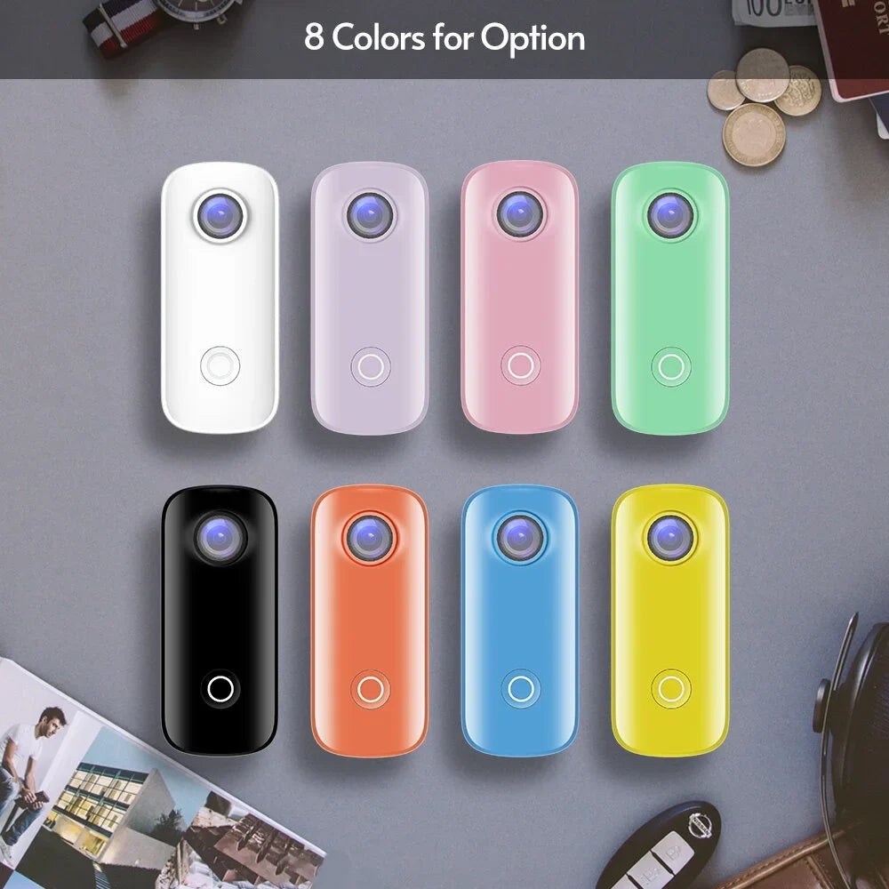 SJCAM C100 Mini Action Camera 1080P/30fps Digital Video Camera 30M Fluidproof Magnetic Body Built-in Battery WiFi Connection APP Sharing with Fluidproof Case Back Clip Lanyard