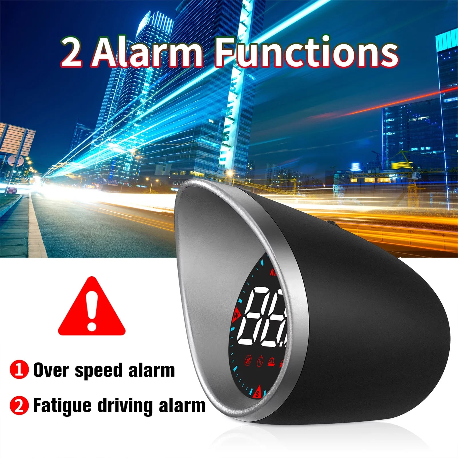 Htovila Car Car Head-up Display Digital Speedometer Display Driving Mileage; Compass Angle; Overspeed and Fatigue Driving