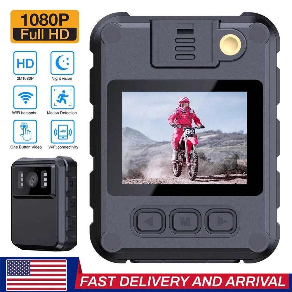 JLLOM Police Body Camera - Mini Camcorder with 1080P Audio Video DVR and IR Night Vision