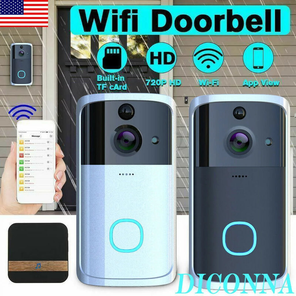 WiFi Visual Ring Smart Doorbell Smart Home Wireless Camera Video Door Bell Phone Intercom Homekit Security Automation Module-Black