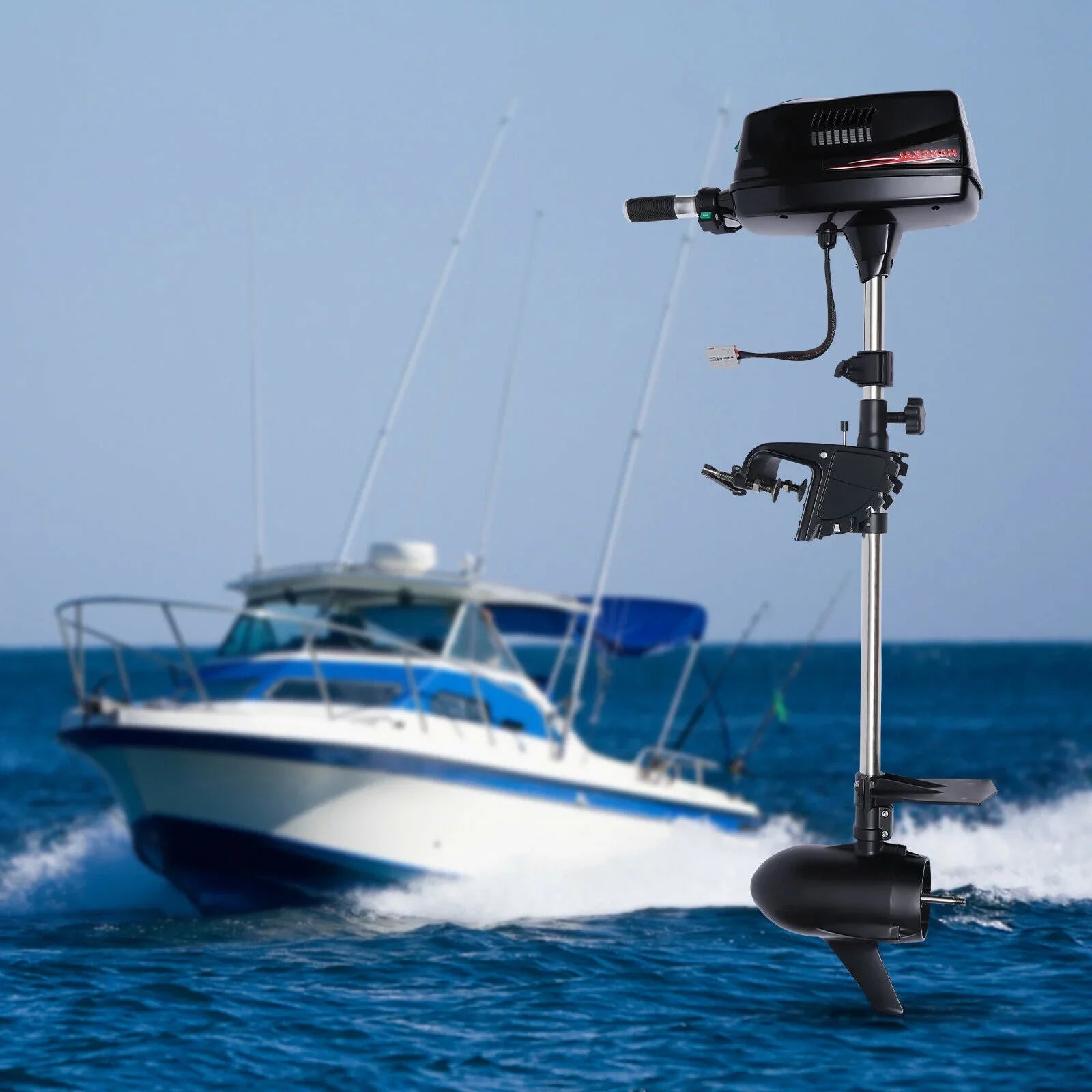ZhdnBhnos 2.2KW 60V 10HP Heavy Duty Outboard Motor Fishing Boat Engine Powered Brushless Trolling Motor Tiller Control 3000 R/Min