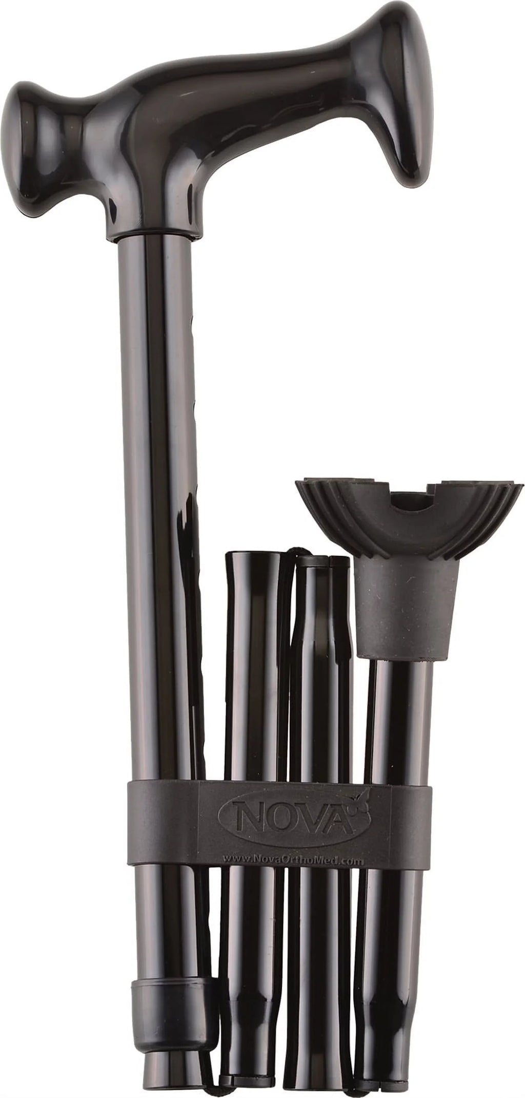 NOVA Folding Cane; Walking Cane with Quad Tip; Foldable & Adjustable Travel Cane; Leopard