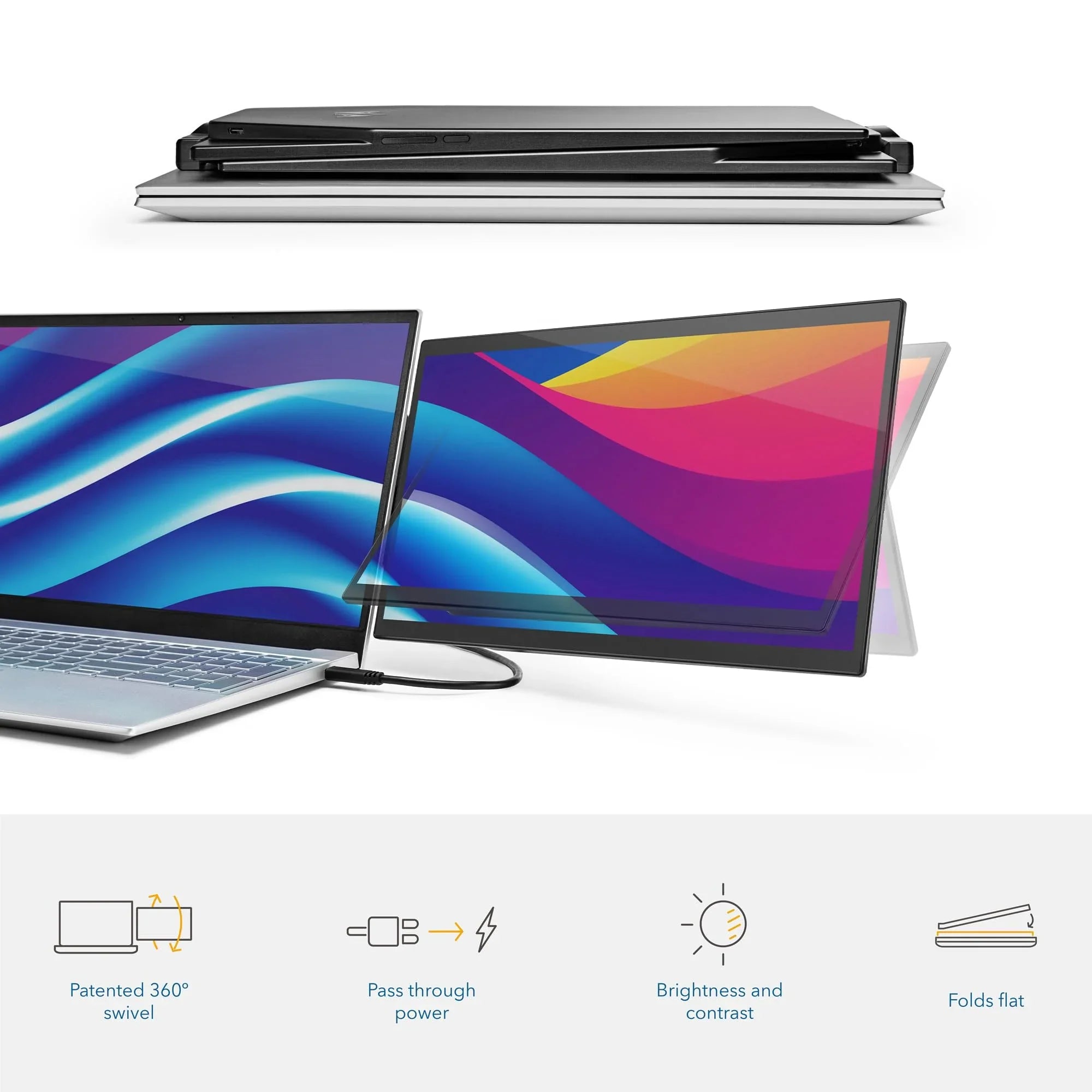 SideTrak Swivel Pro Triple Touch | Touchscreen Ultra Slim Attachable Portable Monitor for Laptops