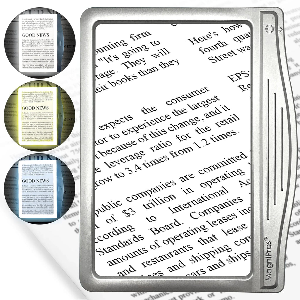 MagniPros 5X Large LED Page Magnifier for Reading & Anti-Glare Lens to Reduce Eye Strain-Perfect for Small Print; Aging Eyes; Low Vision & Seniors