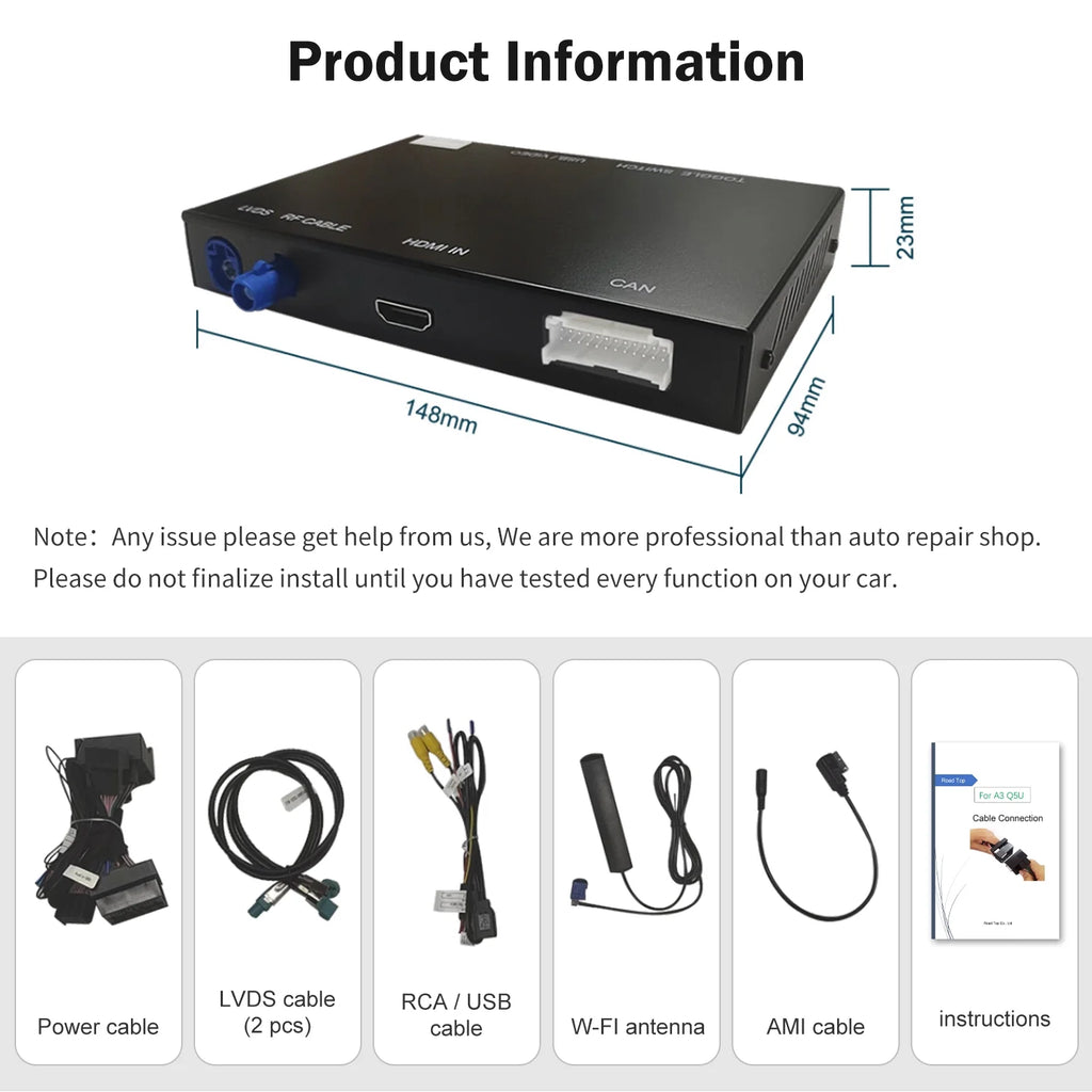 Ninetom Wireless Android Auto Carplay for Audi A4 A5 S4 S5 RS4 RS5 Q5 2008-2015 Support 3GMMI System;Carplay Retrofit Kit;Mirrorlink;Siri;Navigation;YouTube;Original Control;Camera