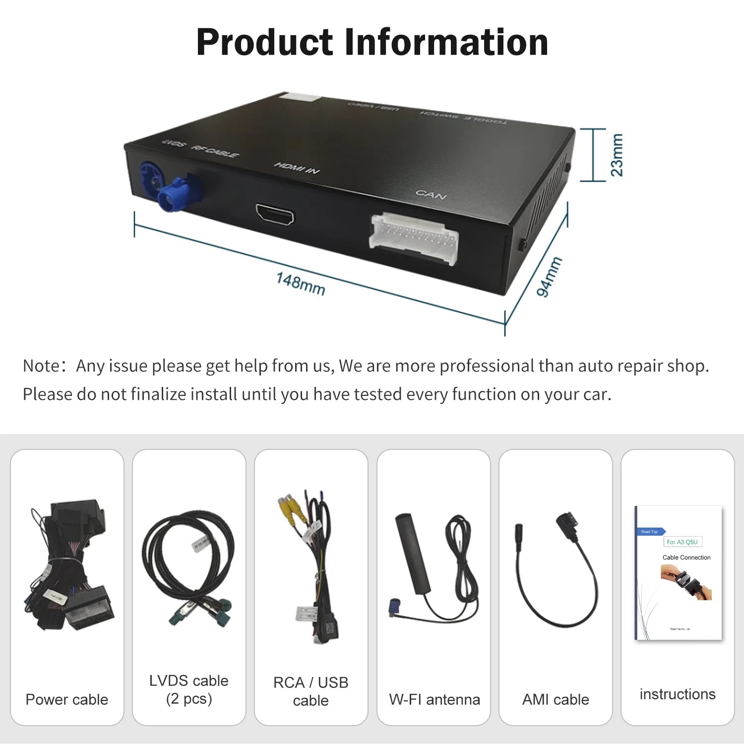 Ninetom Wireless Android Auto Carplay for Audi A4 A5 S4 S5 RS4 RS5 Q5 2008-2015 Support 3GMMI System;Carplay Retrofit Kit;Mirrorlink;Siri;Navigation;YouTube;Original Control;Camera
