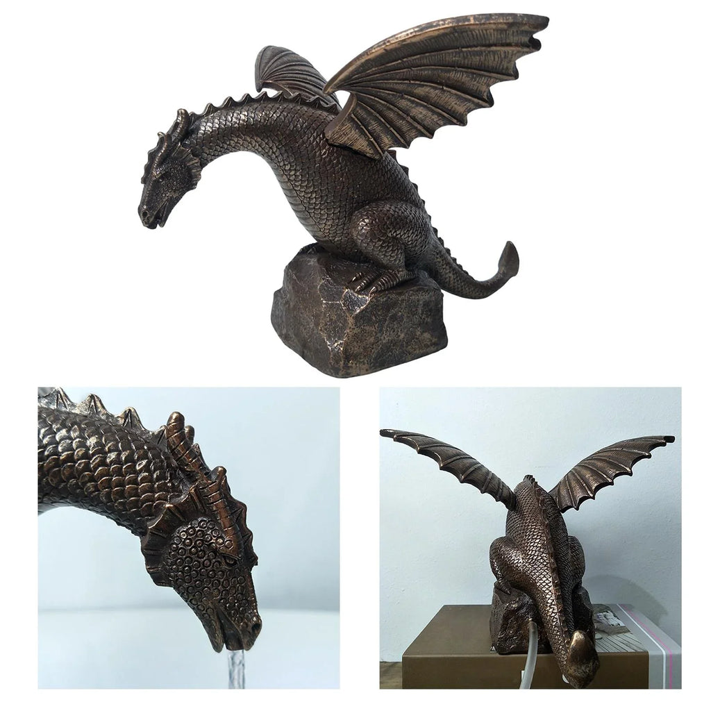 Creative fountain Dragon Statue Decorative Outdoor Sculpture; Dragon Shape Liquidscape Decoration Garden Decor Sculpture
