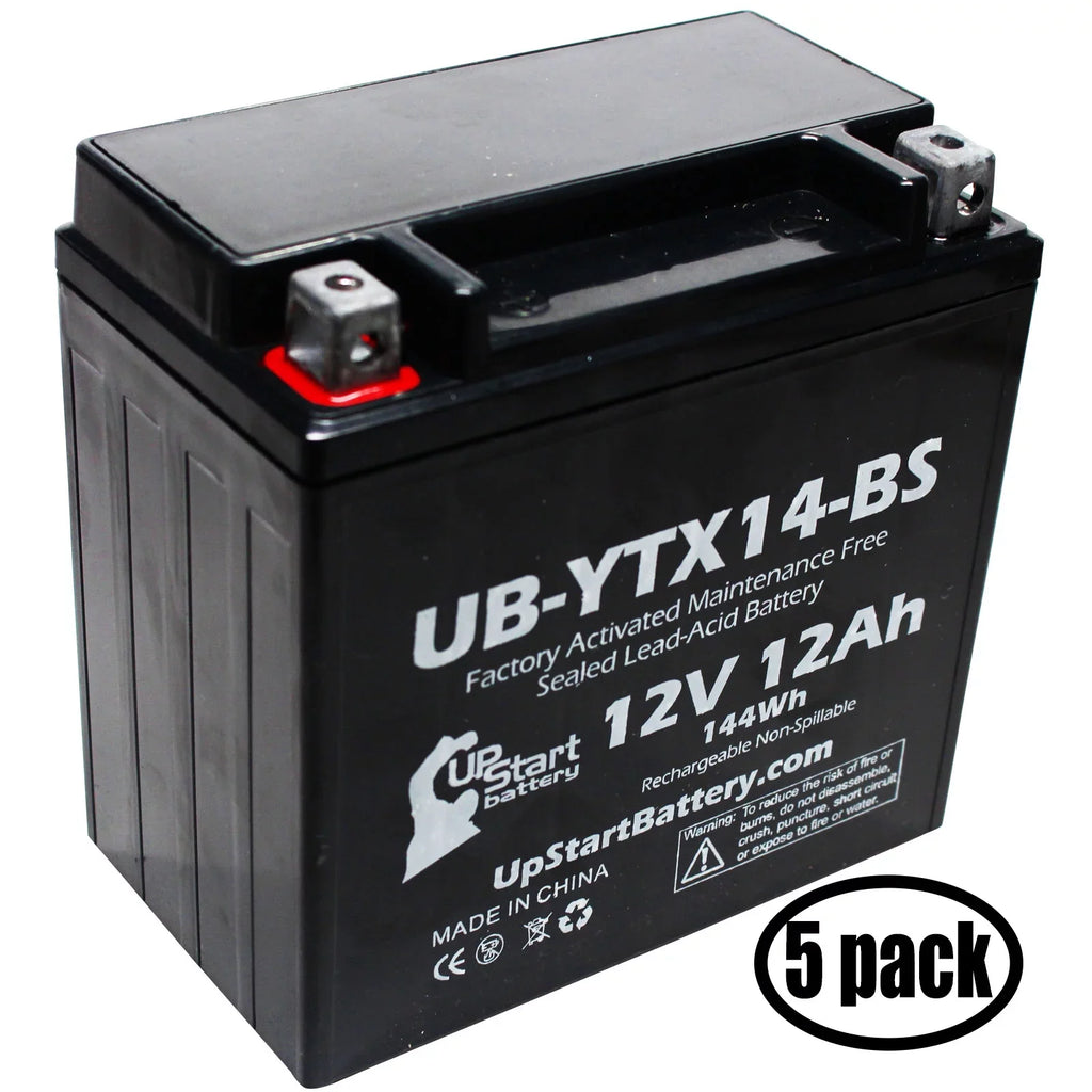 5-Pack UpStart Battery Replacement for 2010 BMW F800ST; GS 800 CC Factory Activated; Maintenance Free; Motorcycle Battery - 12V; 12AH; UB-YTX14-BS