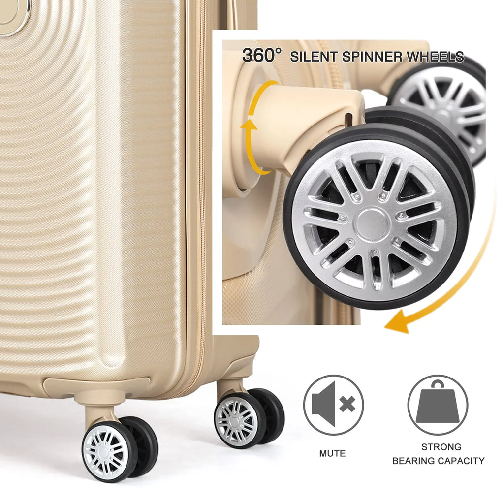 Hikolayae Oriental Collection Hardside Spinner Luggage Sets in Champagne; 3 Piece - TSA Lock