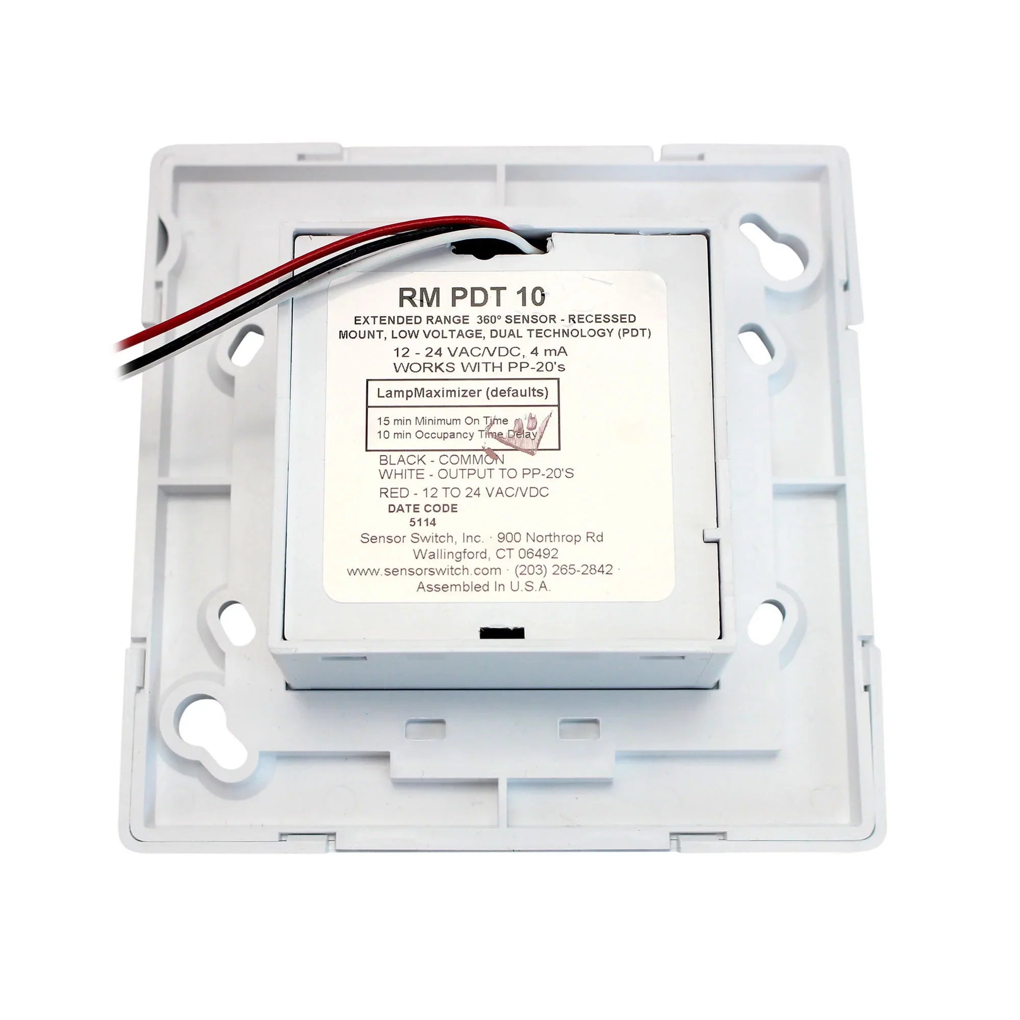 Sensorswitch Occupancy Sensor;PIR/Mic;2463sq ft;White RM PDT 10