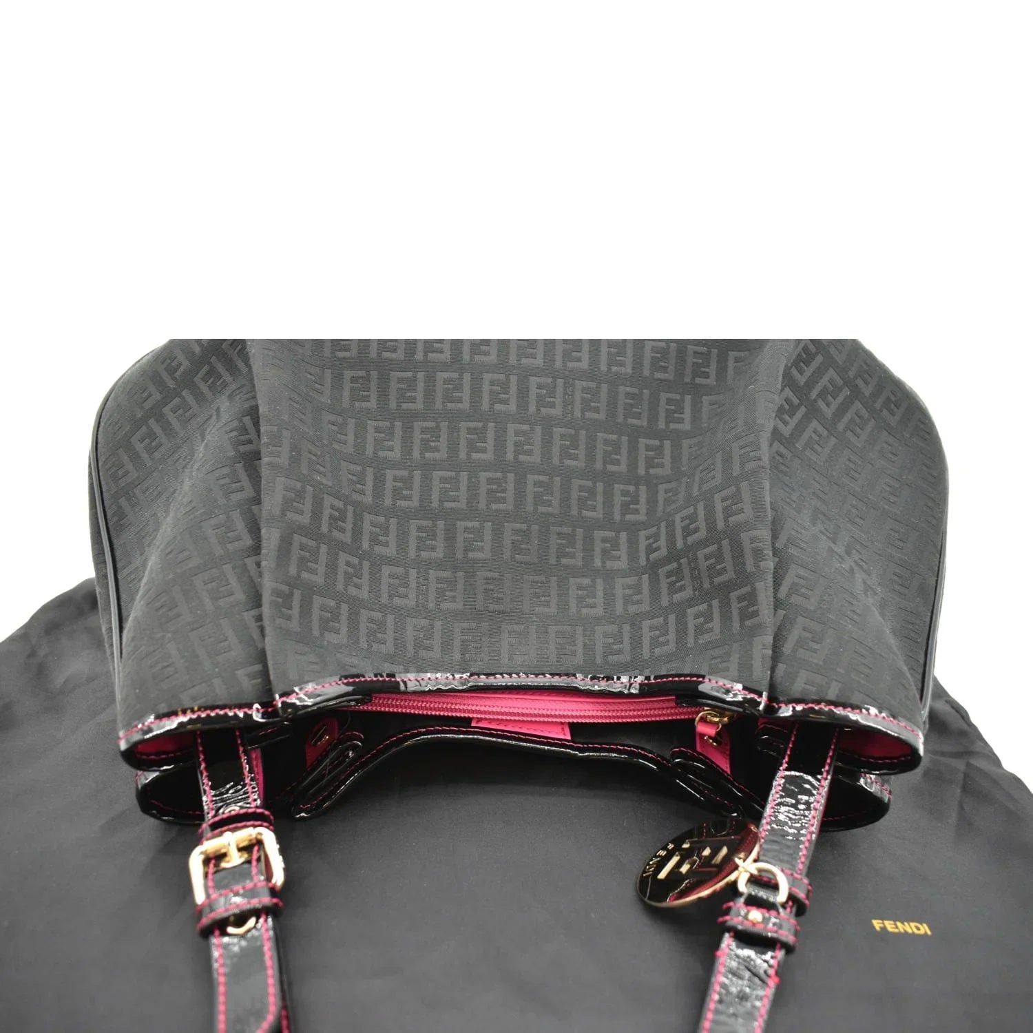 Pre-owned FENDI Zucchino Print Canvas Shopping Tote Bag Black