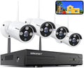 3MP Wireless Security Camera Systems No Hard Drive; SMONET 4PCS 8 Channel WiFi Surveillance NVR Kits; Indoor Outdoor CCTV Cameras;P2P CCTV Camera System;Night Vision;AI Human Detection with Audio
