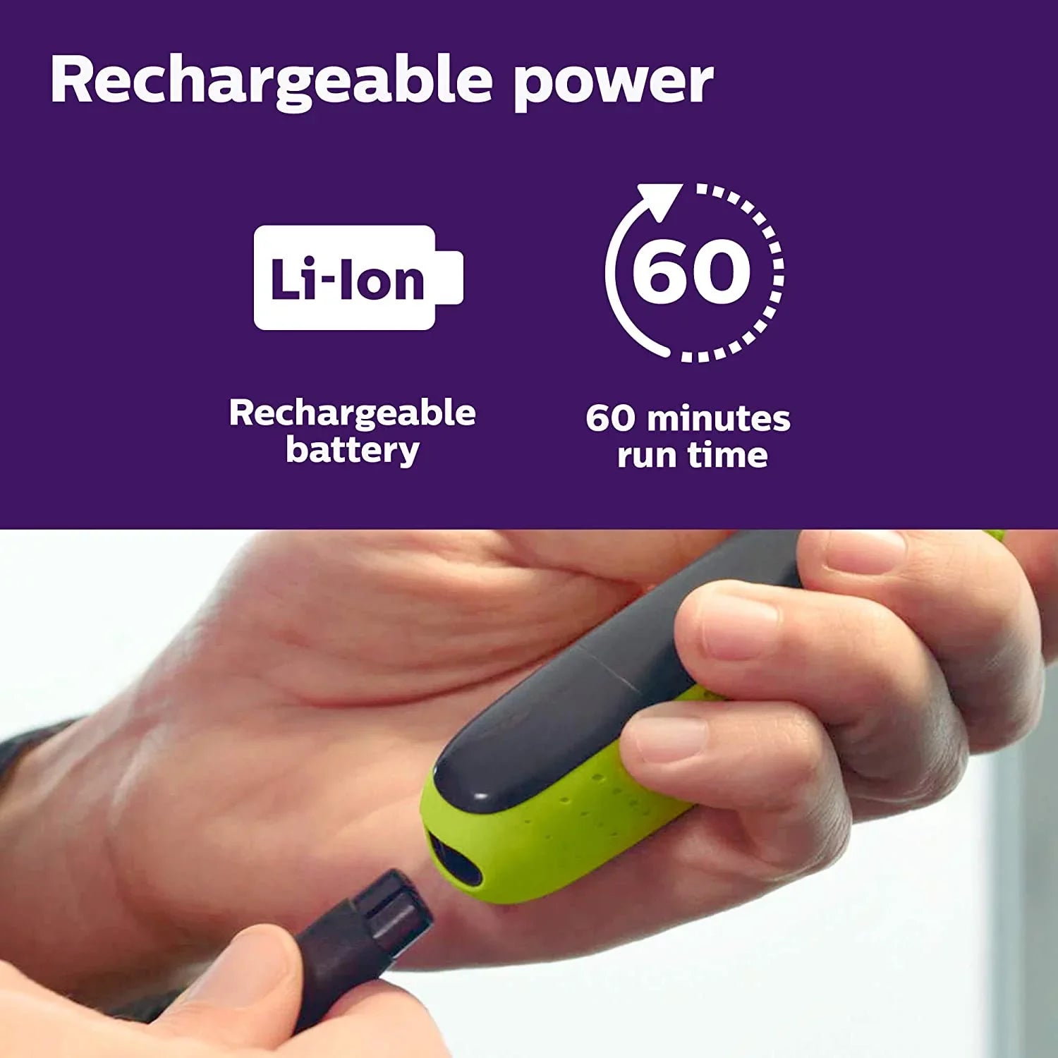 Philips Norelco OneBlade Face + Body Hybrid Current-activated Trimmer and Shaver QP2630/70 - Black; Green; & Silver