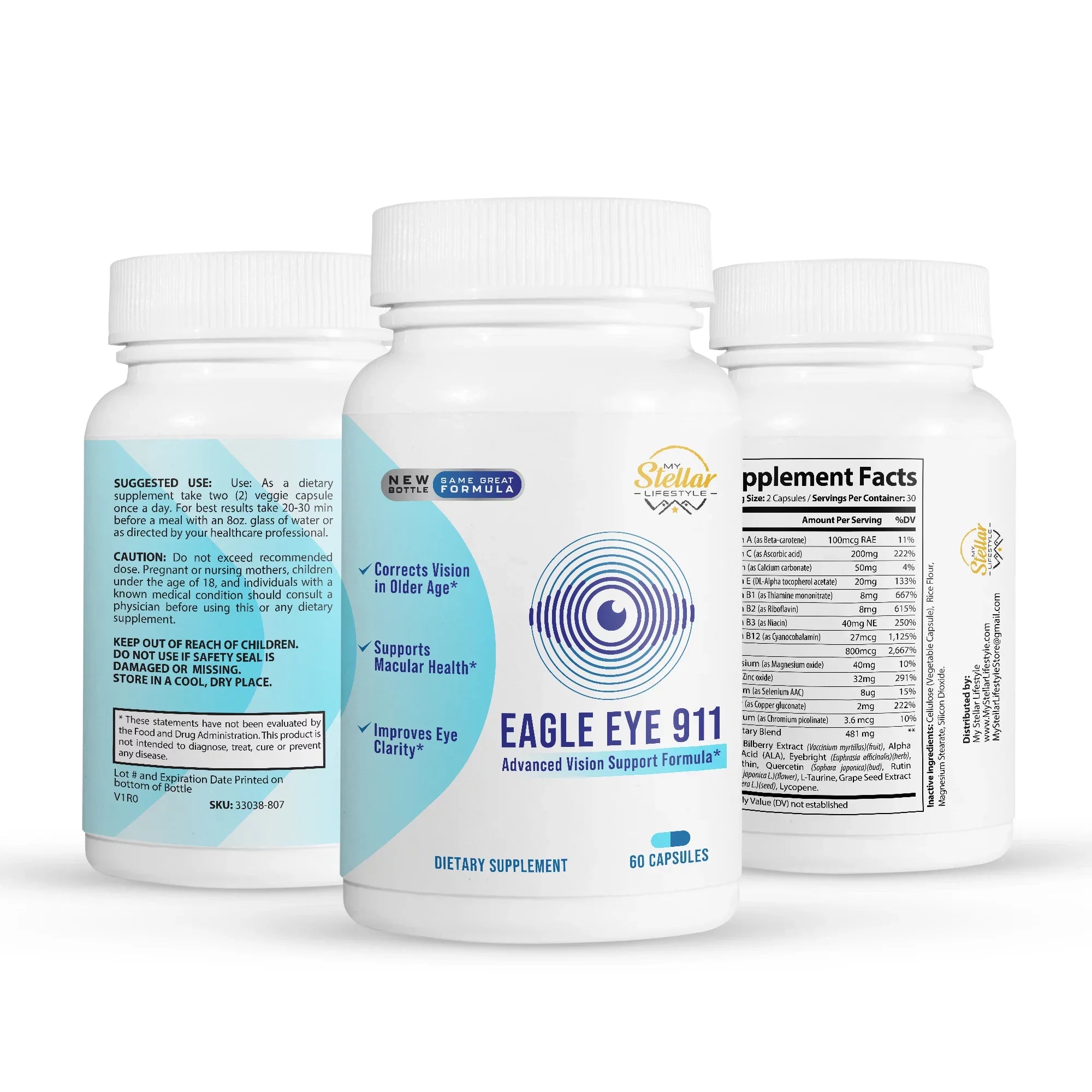 2 Pack Eagle Eye 911; advanced vision support formula-60 Capsules x2