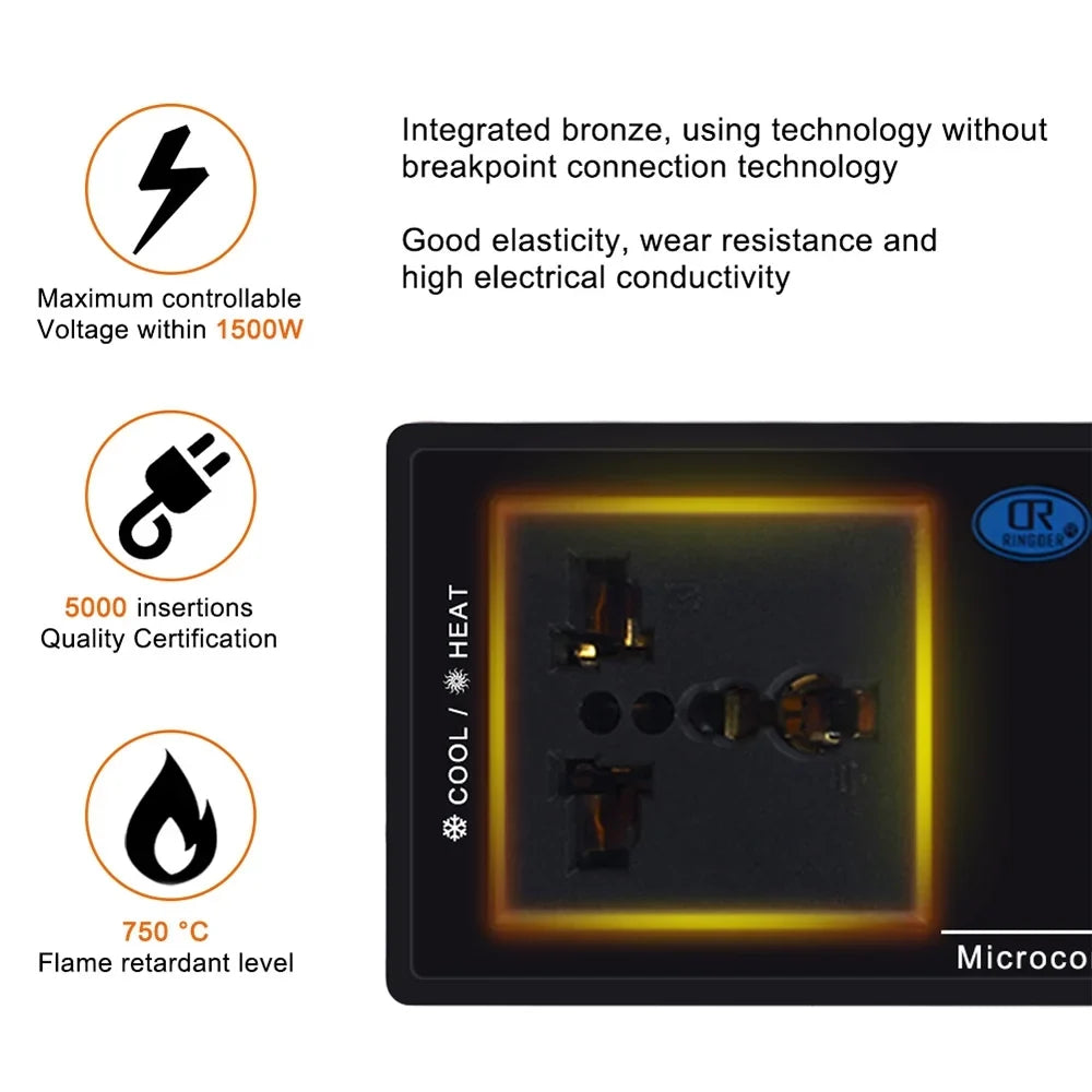 Anself Thermostat Outlet; Digital Temperature Controller with Heating & Cooling Mode for Chest Freezer; Home Brewing; Green House Incubation; Reptiles 40℃~110℃