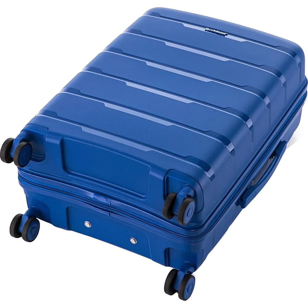 Rockland Pasadena Hardside Spinner Wheel Luggage; Blue; 19"; 23"; 27"- (Open Box)