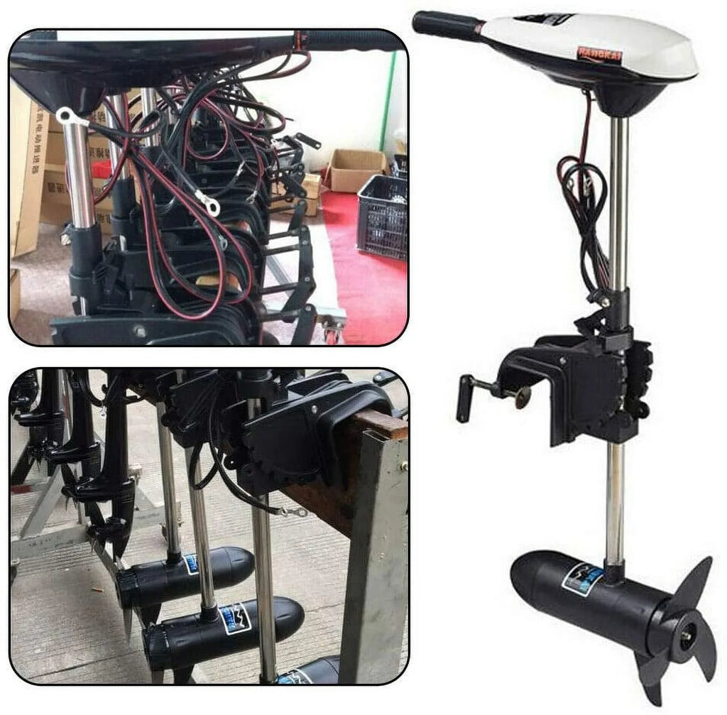 Outboard Motor Boat Engine 12V 65lb Current-activated Outboard Inflatable Fishing Boat Brush Motor Engine 660W