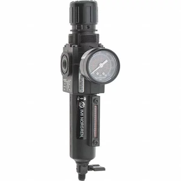 Norgren 1/4 NPT Compact 1 Pc Filter/Regulator FRL Unit with Sight Glass & Pressure Gauge