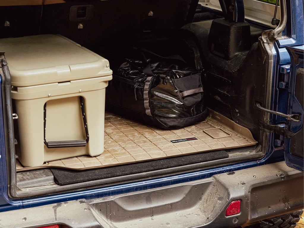 WeatherTech Cargo Trunk Liner with Bumper Protector compatible with 2006-2012 Toyota RAV4 - Behind 2nd Row Seating With Bumper Protector; Tan