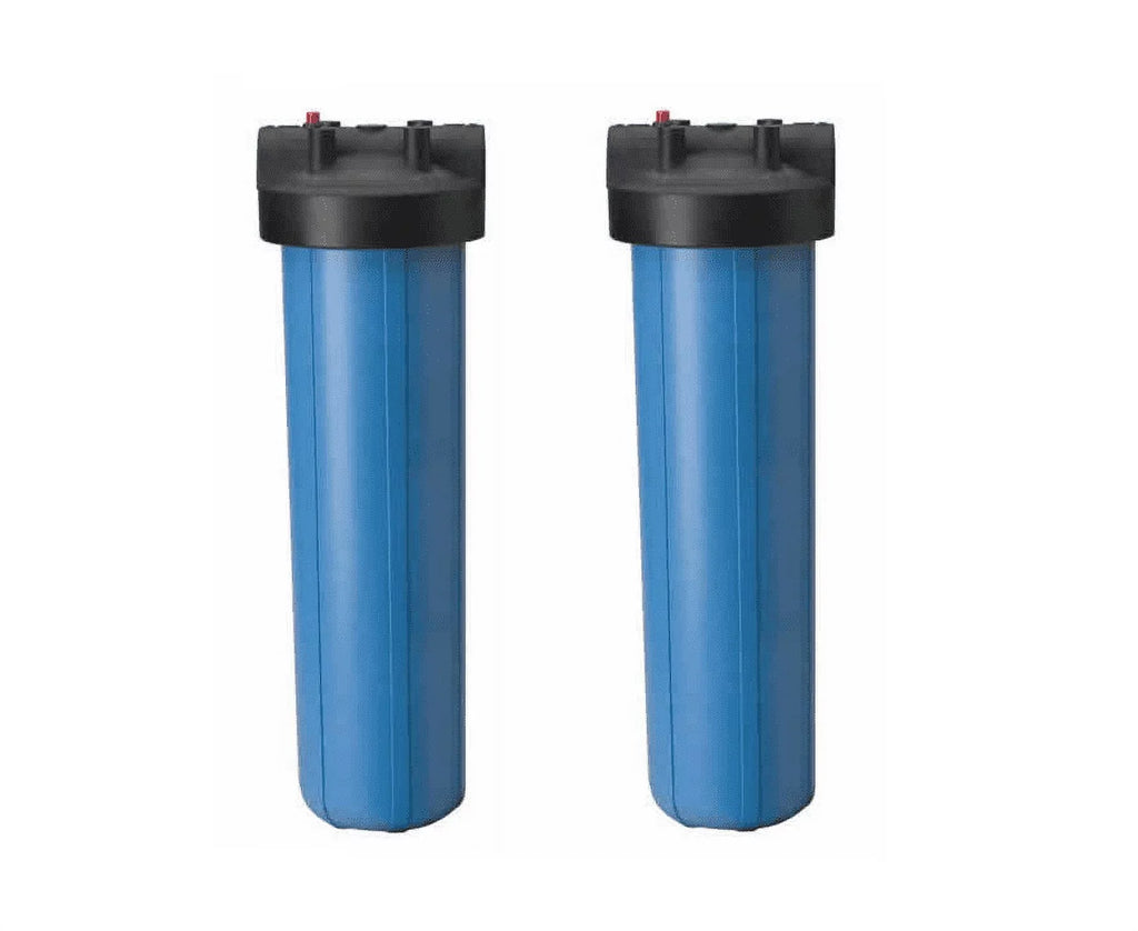 2 Pack: Big Blue Housing Canister Sump 1" NPT w/ Pressure Relief for 4.5" x 20" Whole House Filters