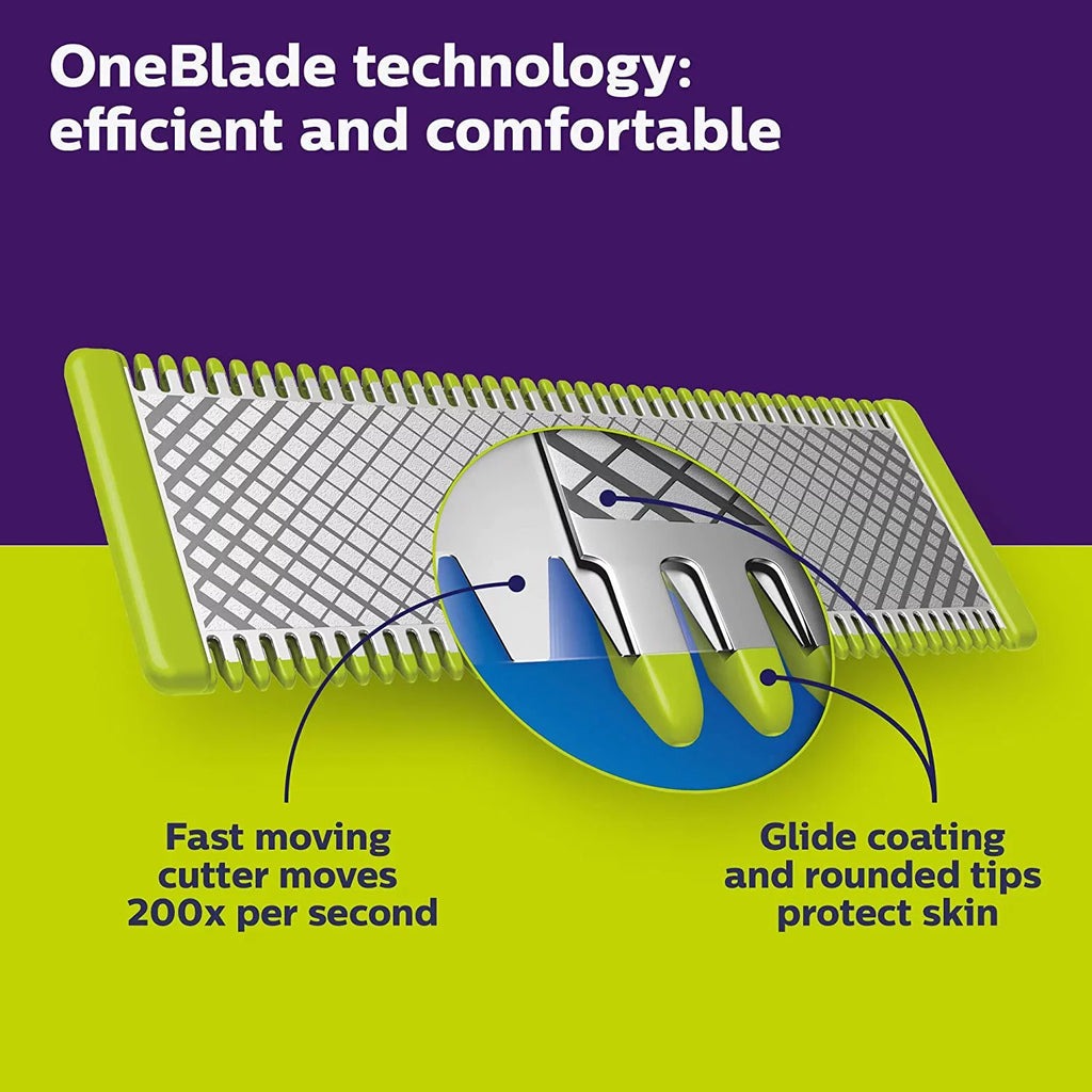 Philips Norelco OneBlade Face + Body Hybrid Current-activated Trimmer and Shaver QP2630/70 - Black; Green; & Silver