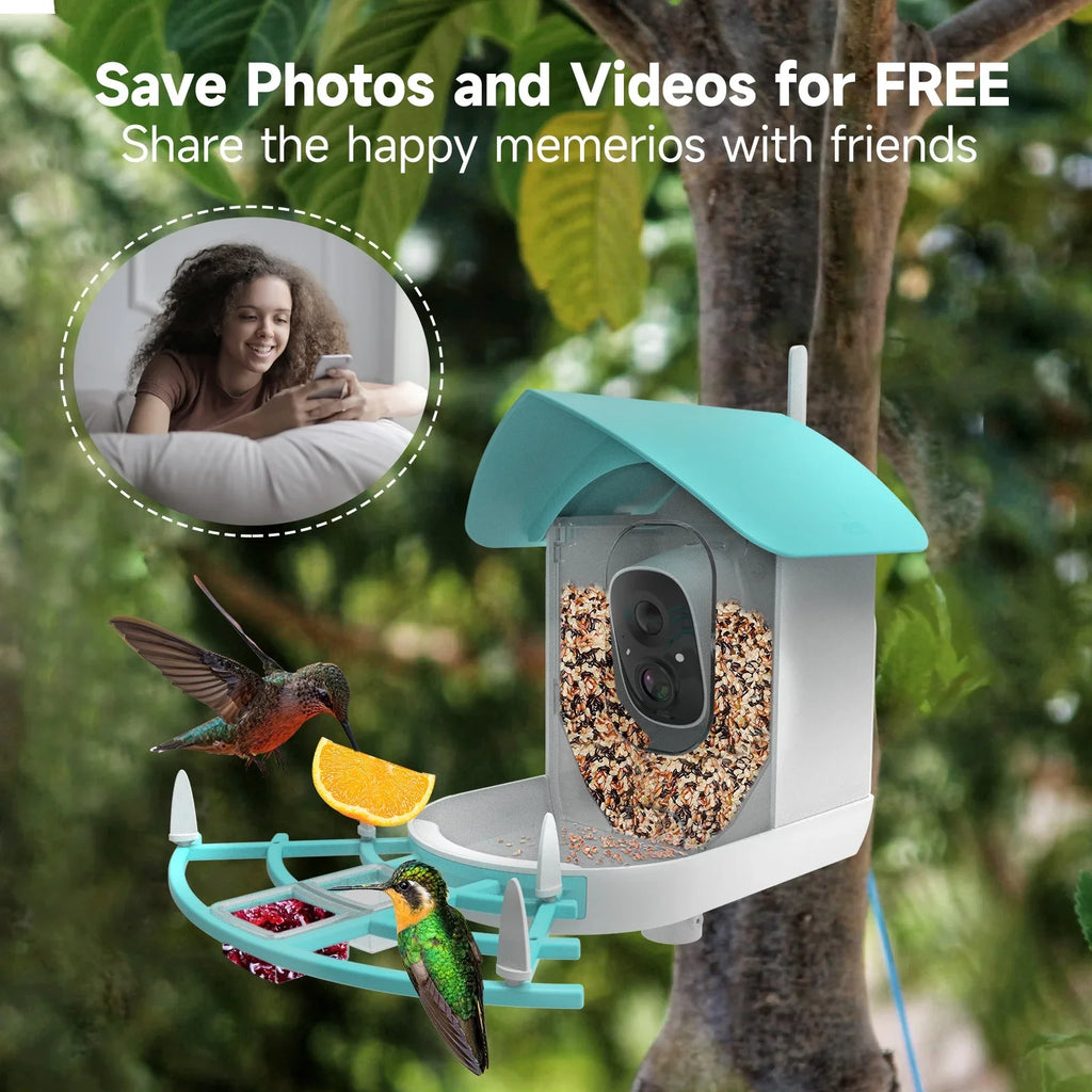 Pristin camera;Video Vico App WiFi Wireless Camera Resolution PIR AI Species Solar Powered Feeder Camera RUSUO Squirrel Proof feeders Camera 1080P Camera Wi-Fi 1080P Video