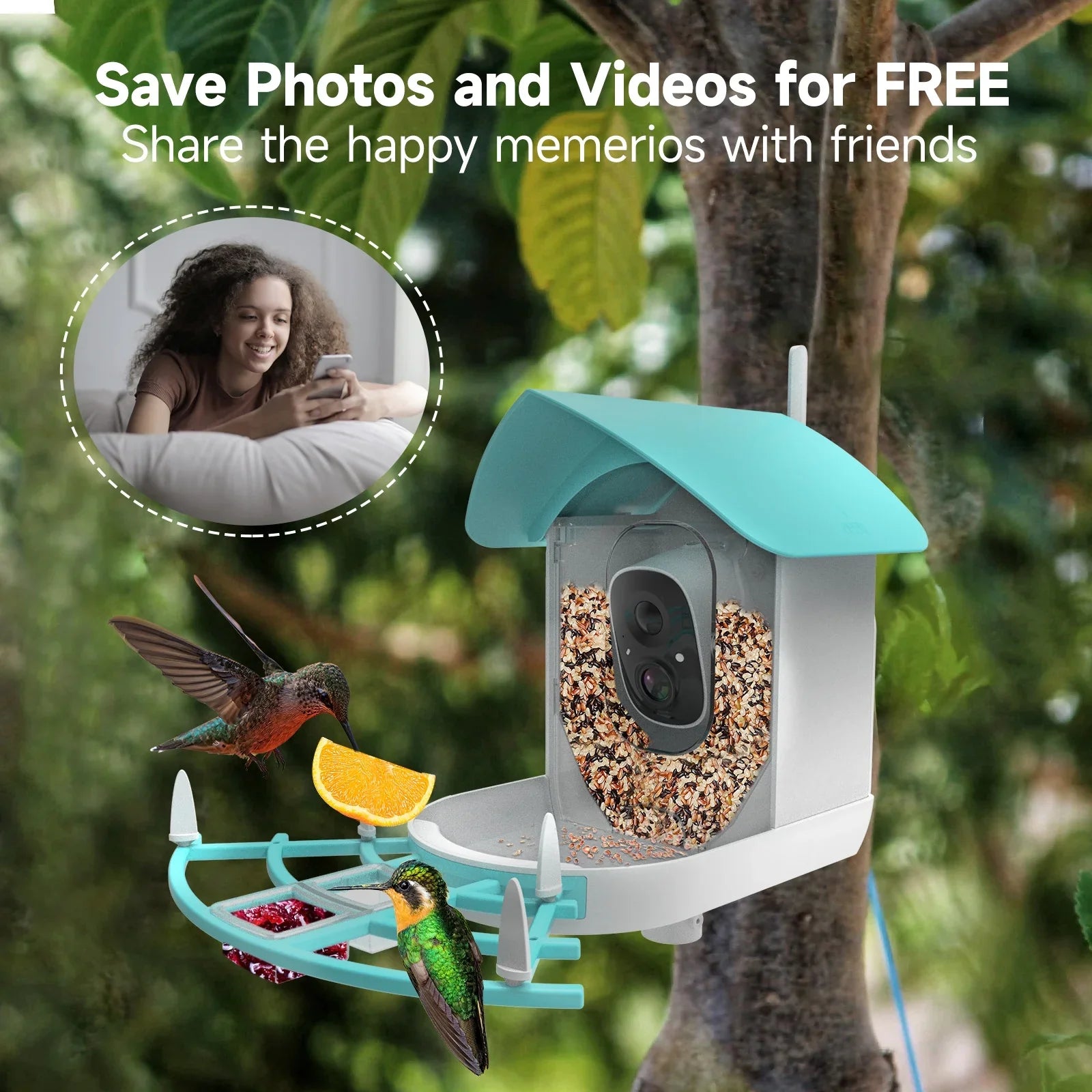 Pristin camera;Video Vico App WiFi Wireless Camera Resolution PIR AI Species Solar Powered Feeder Camera RUSUO Squirrel Proof feeders Camera 1080P Camera Wi-Fi 1080P Video