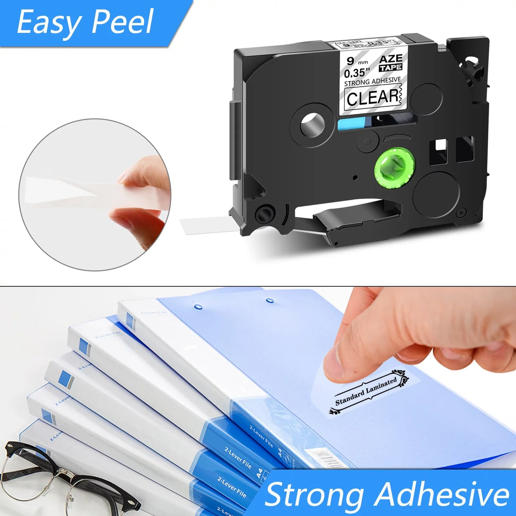GREENCYCLE 8 Pack Compatible for Brother TZe-S121 TZ-S121 TZ-121 TZe-121 Tape 9mm 0.35'' Laminated Black on Clear Extra Strength Label Tapes use in P-Touch PT-D210 D400 D600 Label Maker 26.2ft 8m