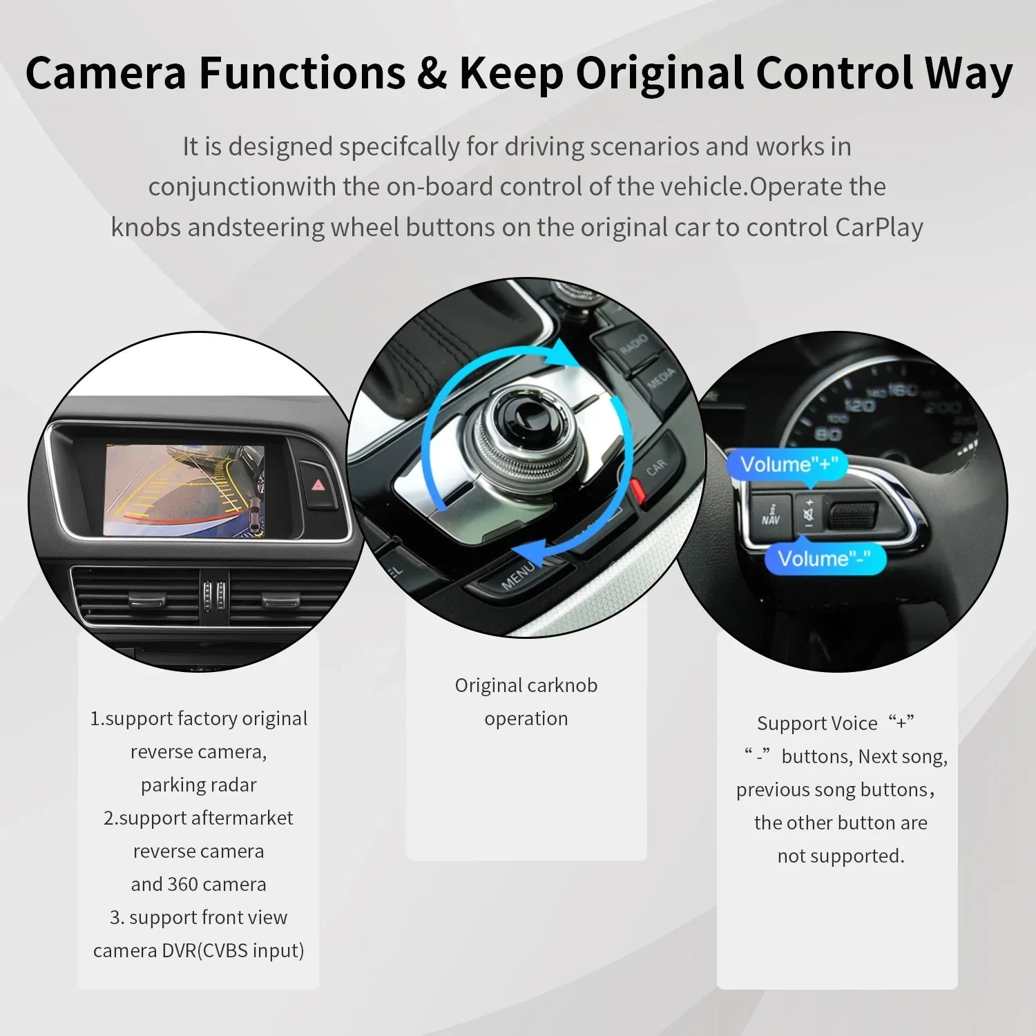 Ninetom Wireless Android Auto Carplay for Audi A4 A5 S4 S5 RS4 RS5 Q5 2008-2015 Support 3GMMI System;Carplay Retrofit Kit;Mirrorlink;Siri;Navigation;YouTube;Original Control;Camera