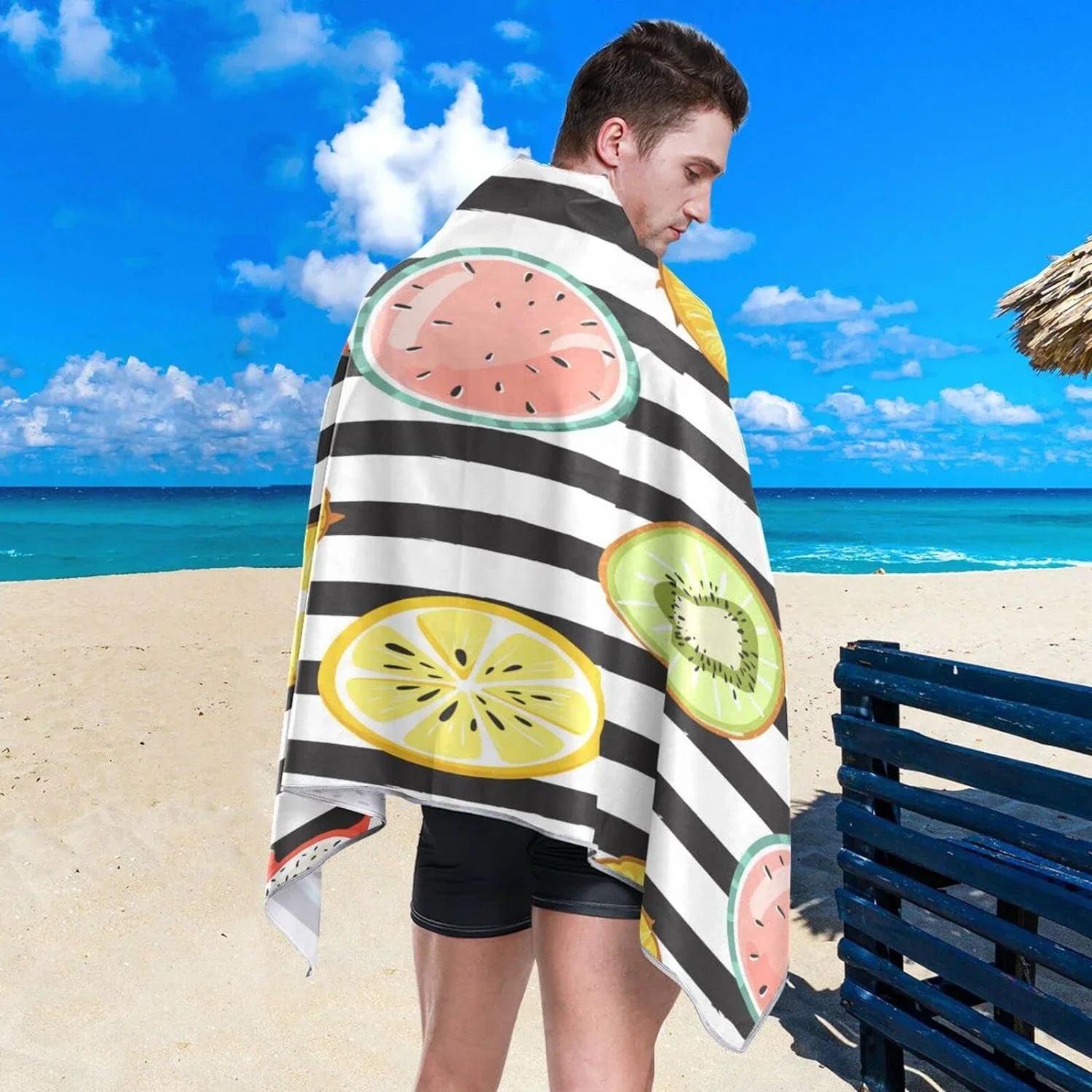 Bestwell Tropical Fruit Slice Beach Towel Oversized Towel Blanket; Thin Lightweight Microfiber Sand Free Quick Dry Towel; 30”X60” Multipurpose Pool Bath Yoga Swim Shower Towel